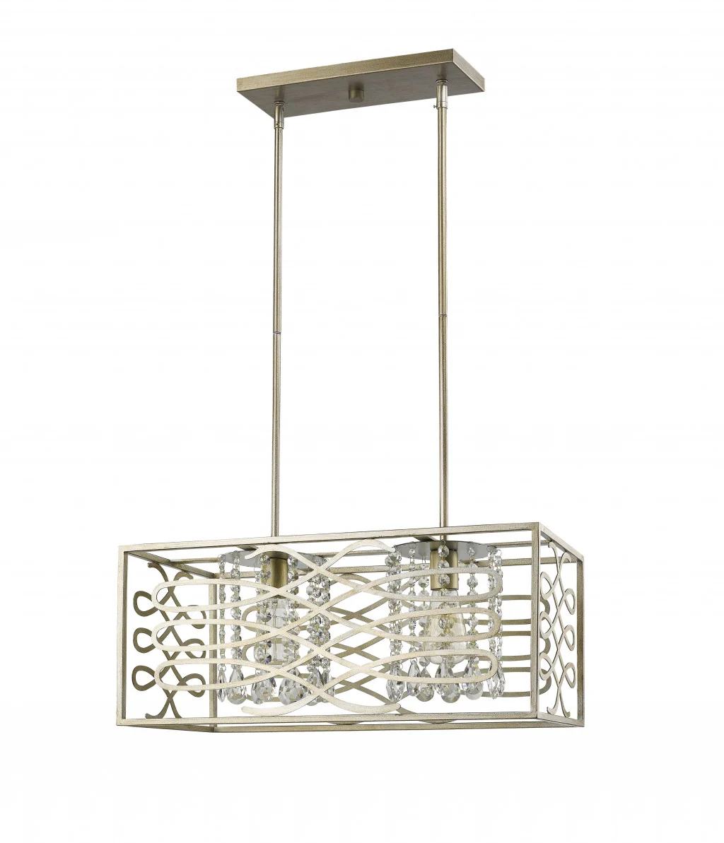Brax 2-Light Washed Gold Island Pendant With Crystal Accents By Homeroots