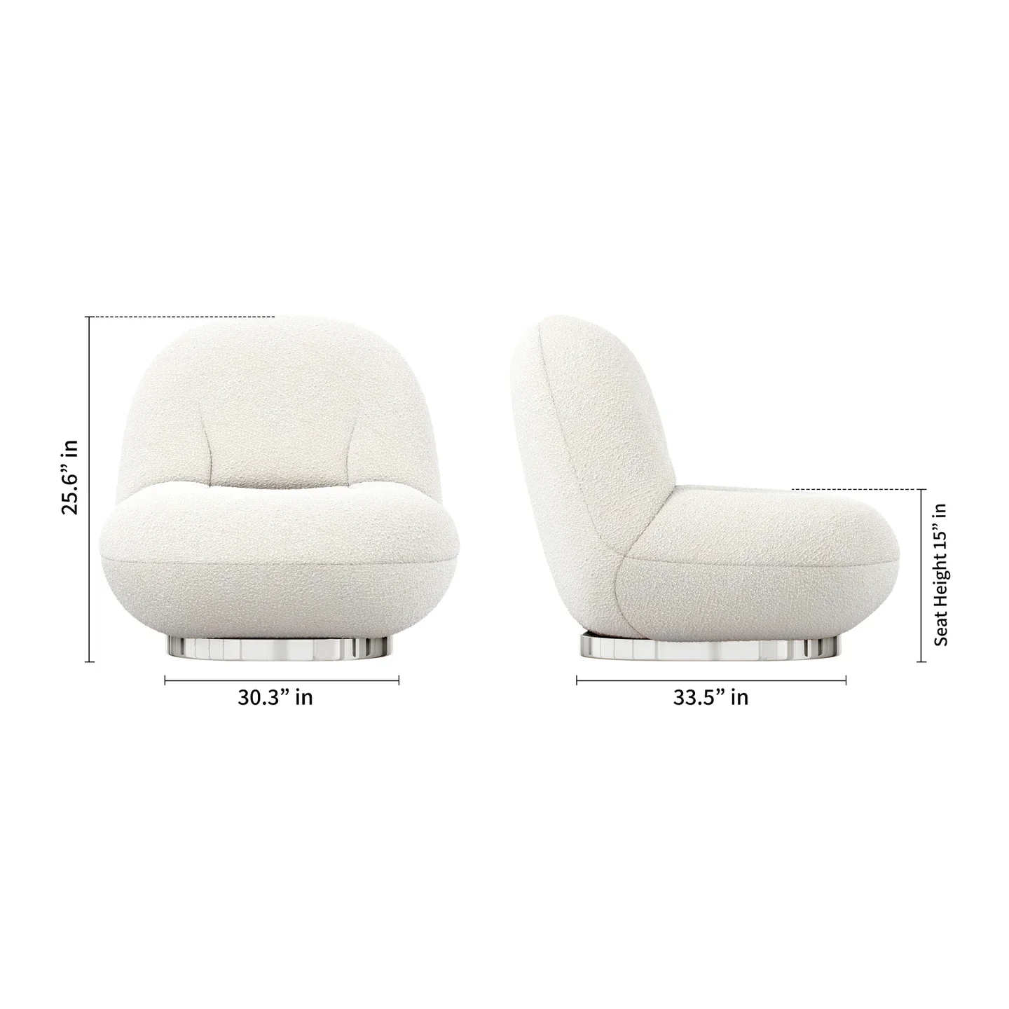 Breeze Boucle Chair, Stainless Steel By World Modern Design - Image 2