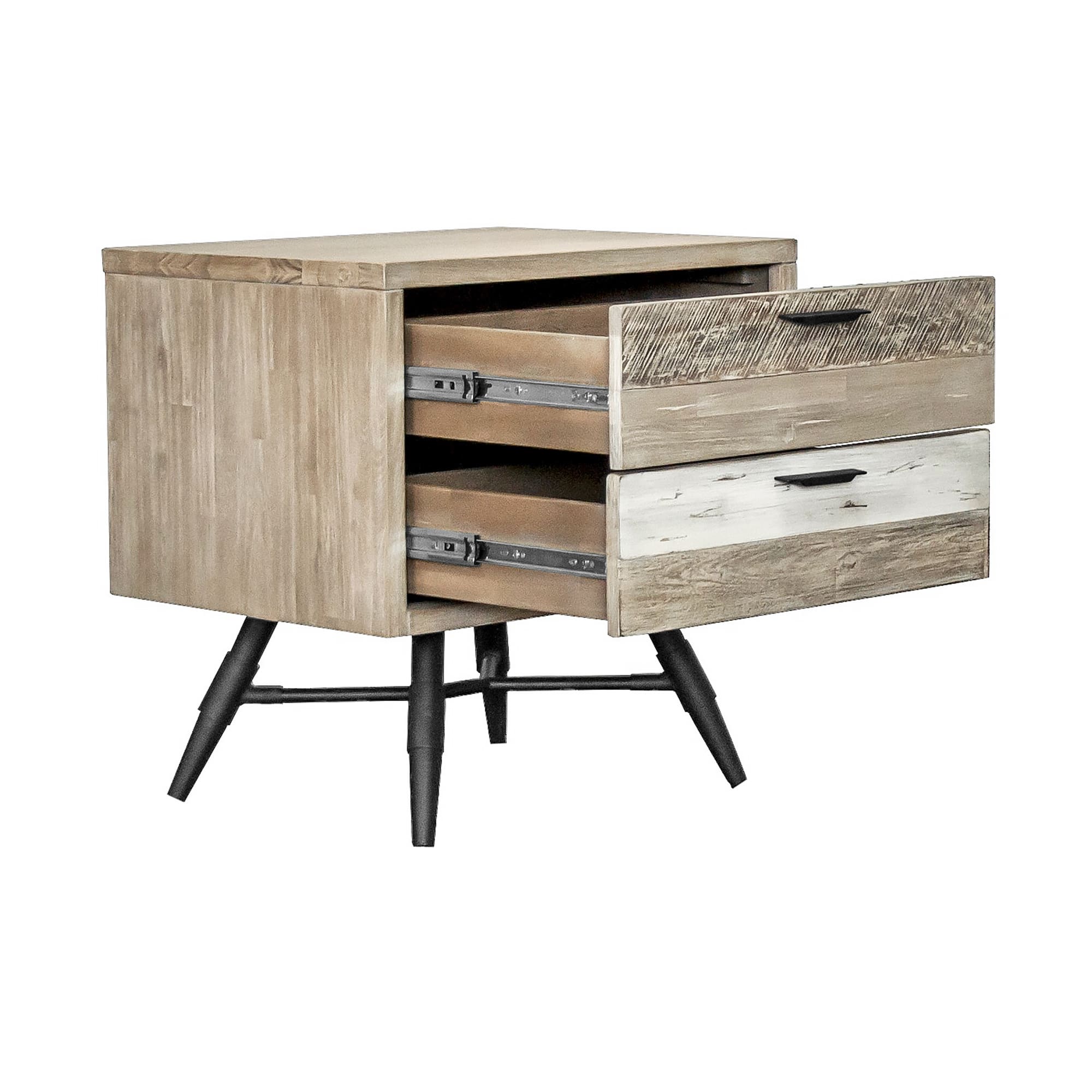 Bridges 3 Piece Queen Bedroom Set in Two-Tone Acacia Wood By Armen Living - Image 6