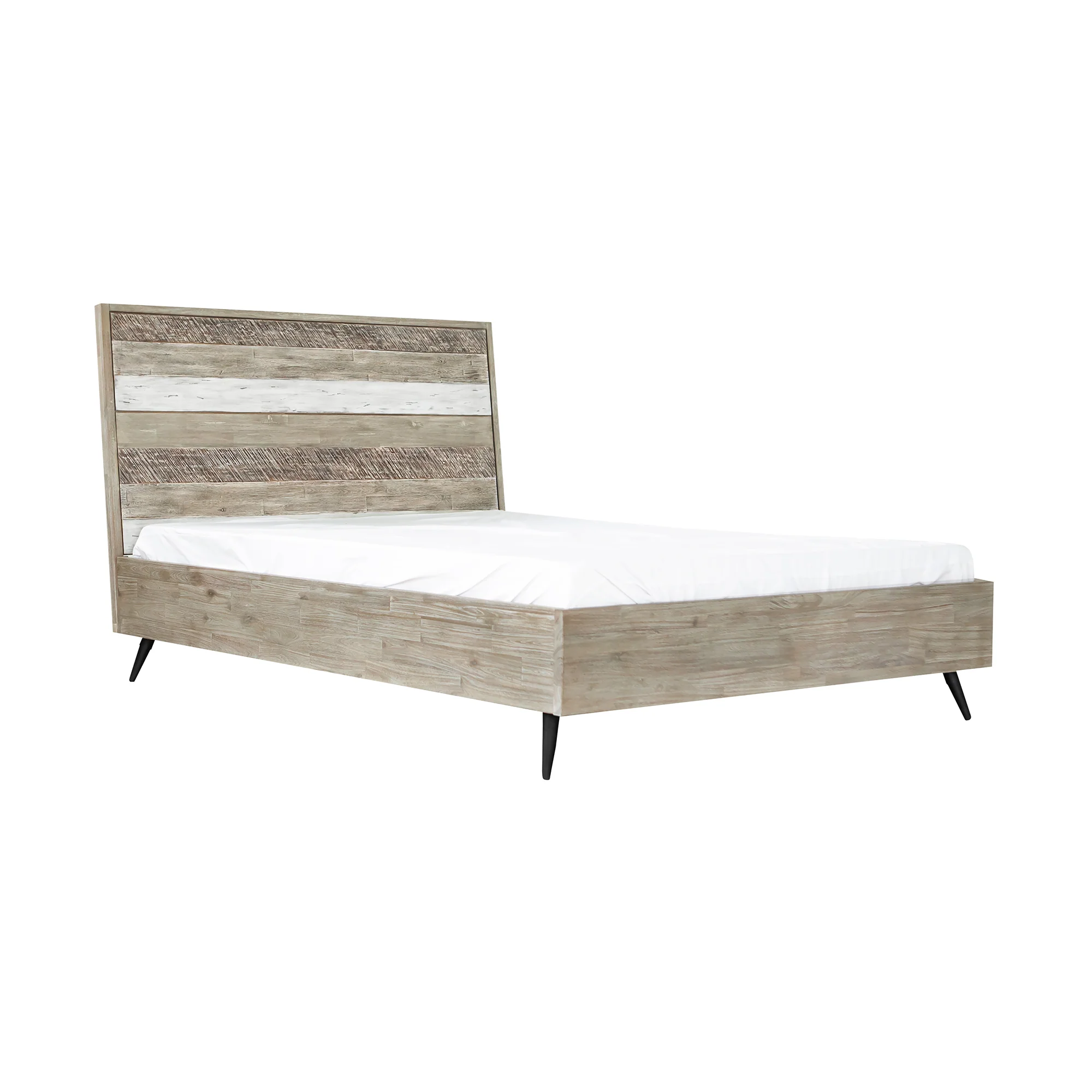 Bridges Queen Platform Bed in Two Tone Acacia Wood By Armen Living - Image 4
