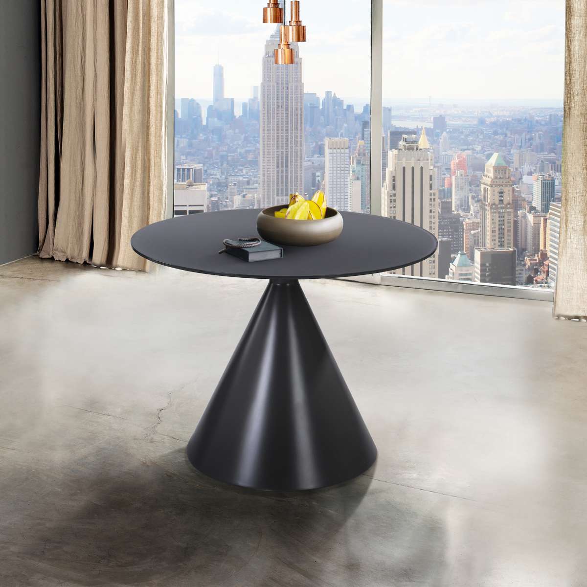 Brittany Contemporary Dining Table in Gray Matte Finish and Gray Glass Top By Armen Living