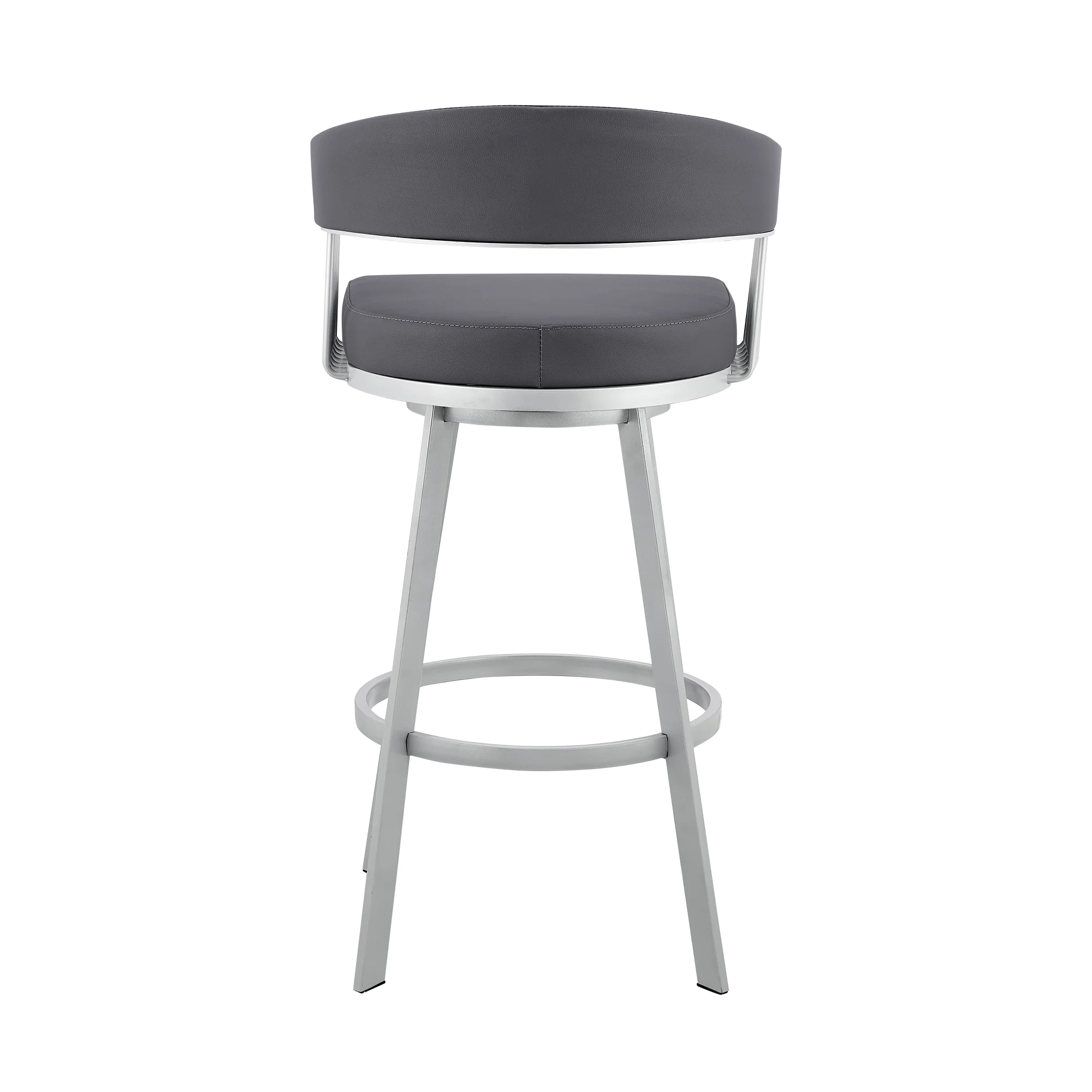 Bronson 25" Slate Grey Faux Leather and Silver Metal Bar Stool By Armen Living - Image 6