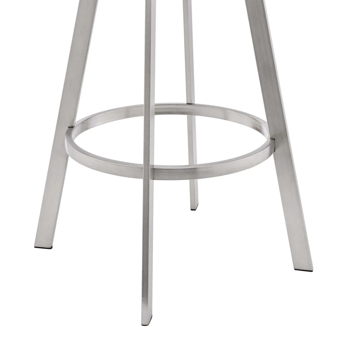 Bronson 26" Gray Faux Leather and Brushed Stainless Steel Swivel Bar Stool By Armen Living - Image 7