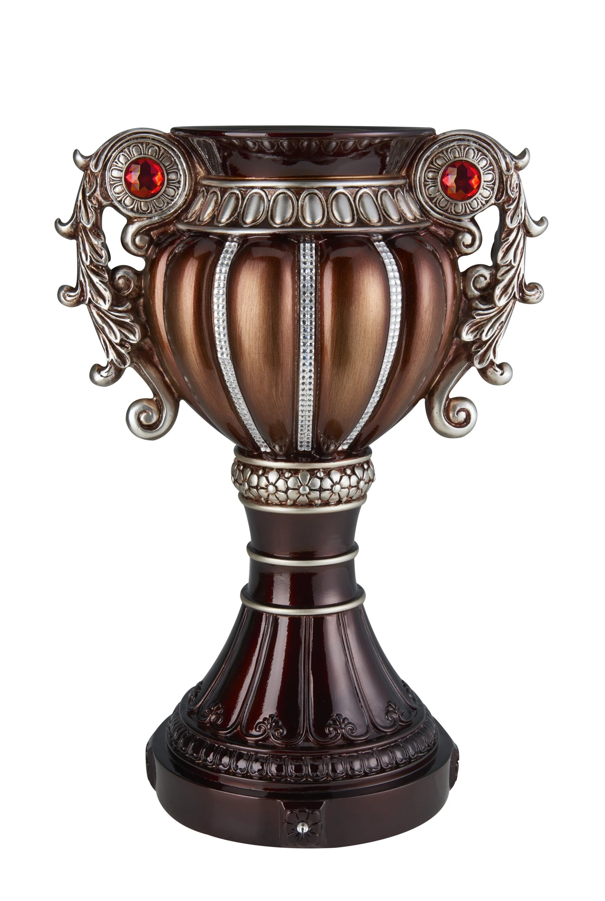 Bronze and Silver Floral Urn Polyresin Table Vase With Stones By Homeroots