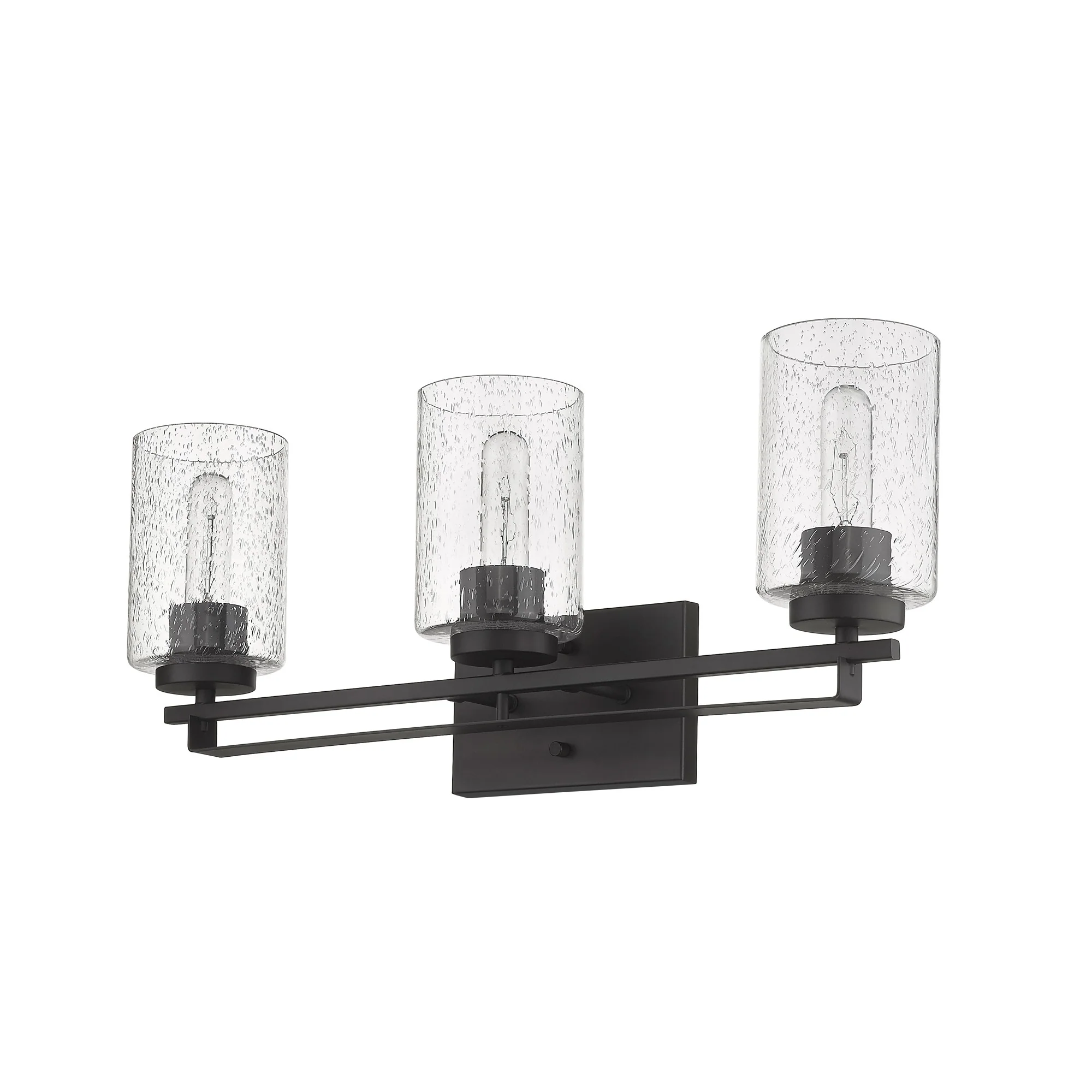 Bronze Metal and Textured Glass Three Light Wall Sconce By Homeroots