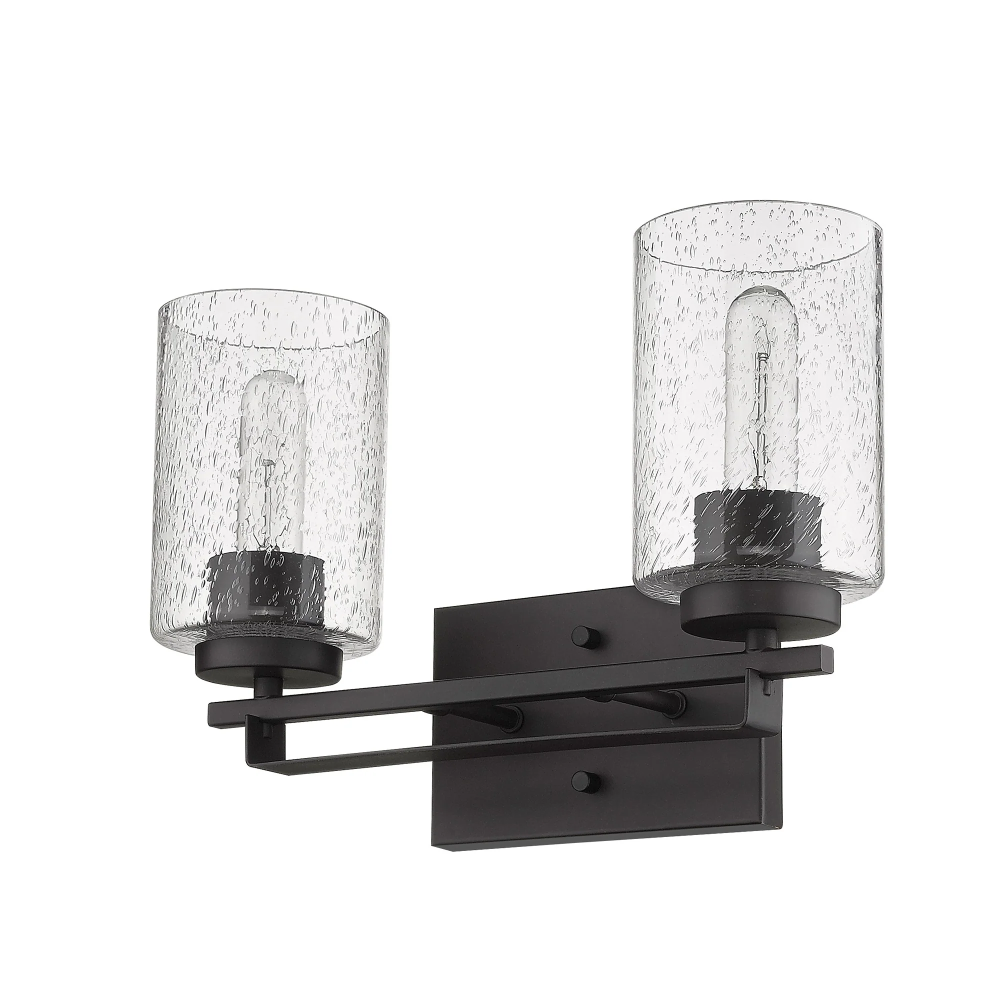 Bronze Metal and Textured Glass Two Light Wall Sconce By Homeroots