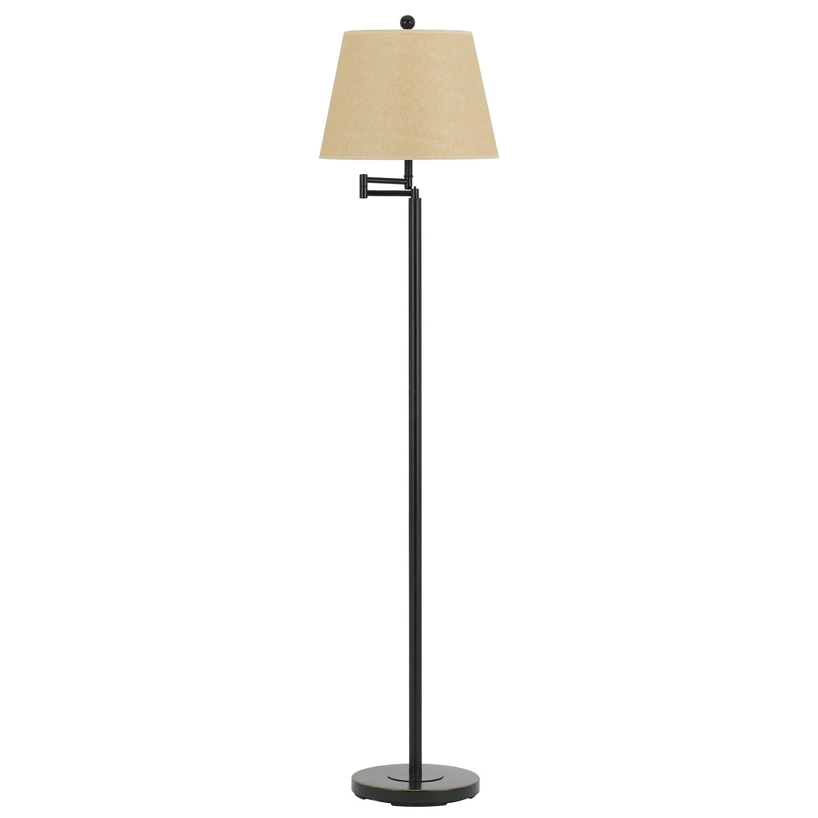 Bronze Swing Arm Floor Lamp With White Square Shade By Homeroots