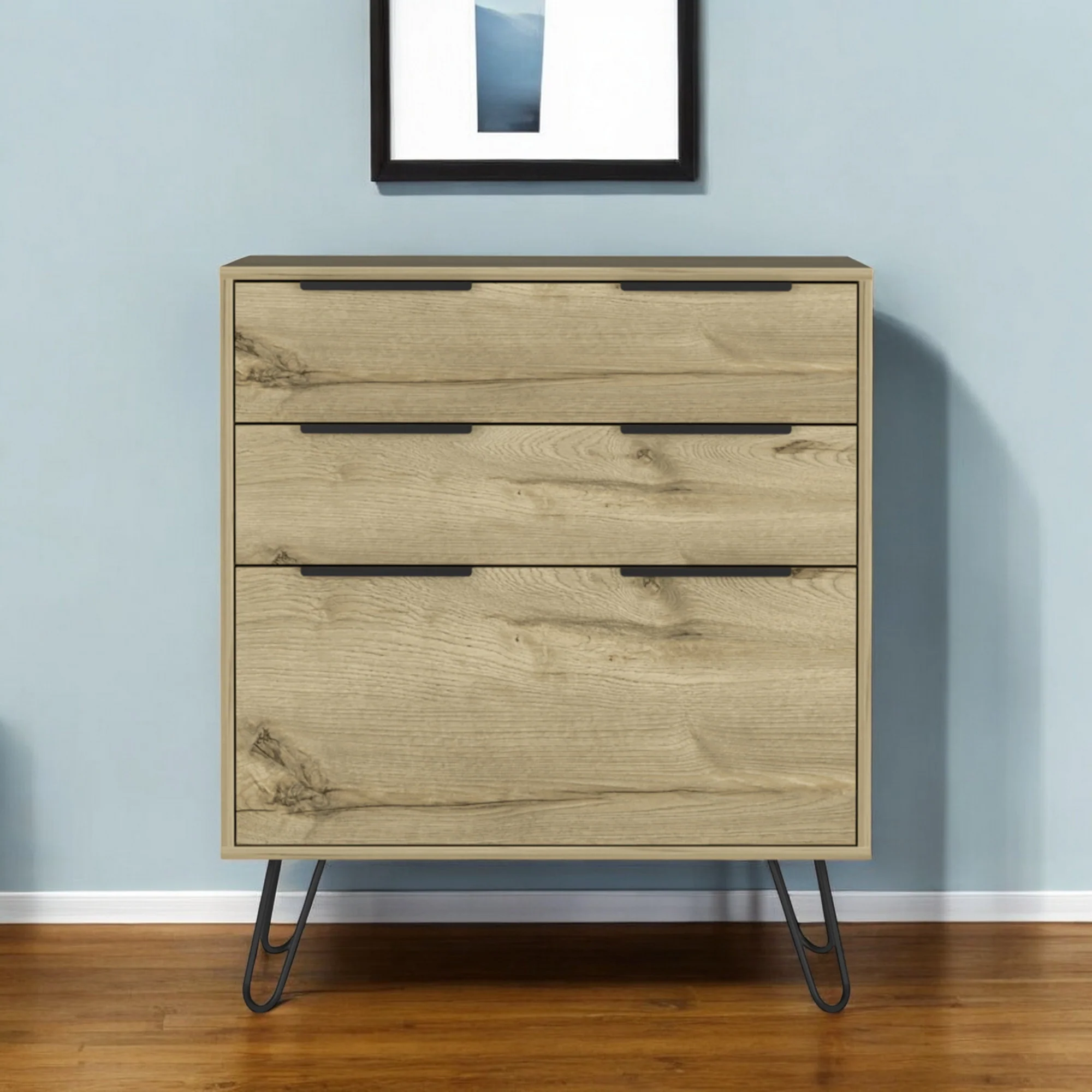 Brown and Black Three Drawer Dresser By Homeroots