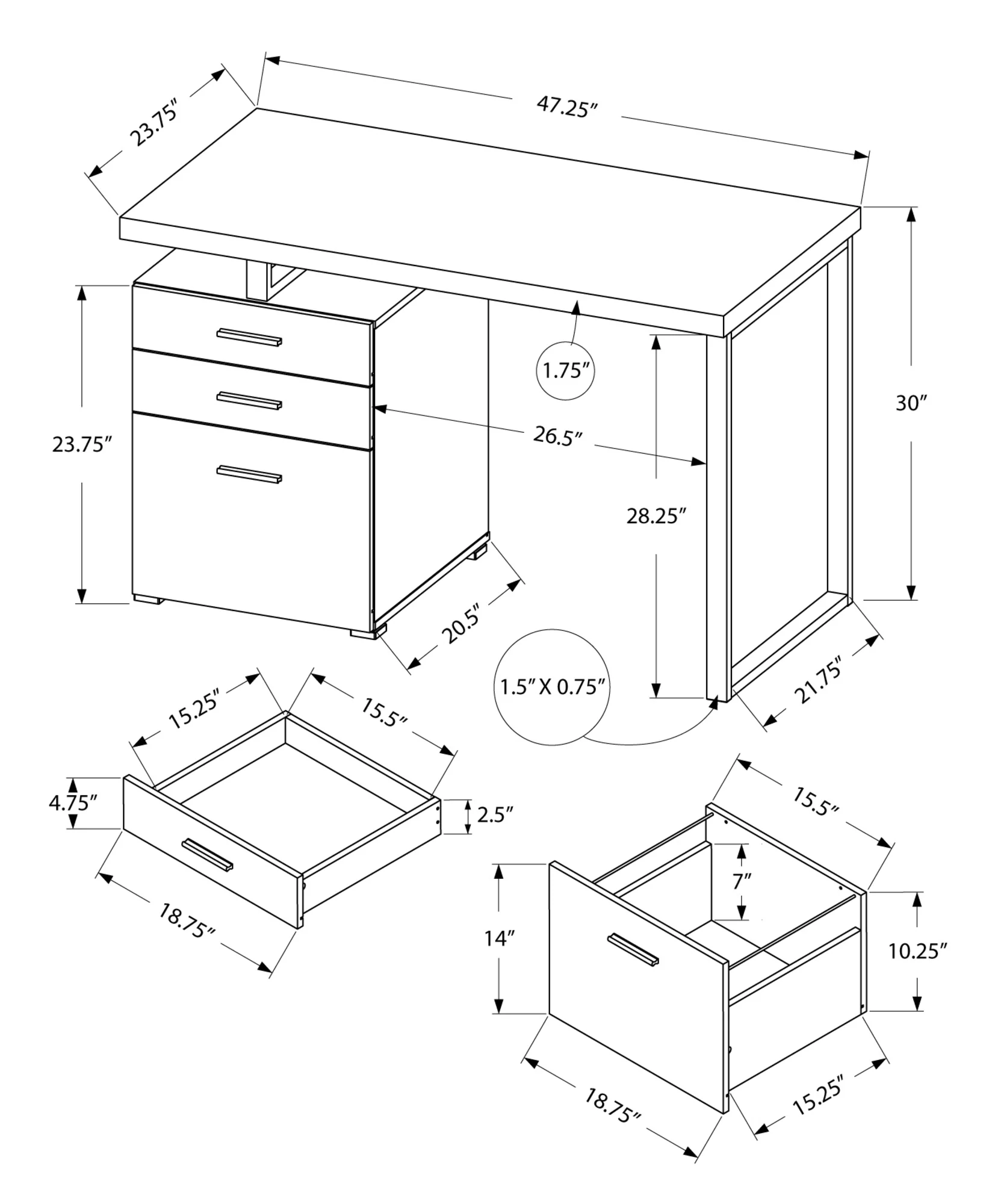 Brown Black Particle Board Hollow Core Metal Computer Desk By Homeroots - 333509 - Image 12