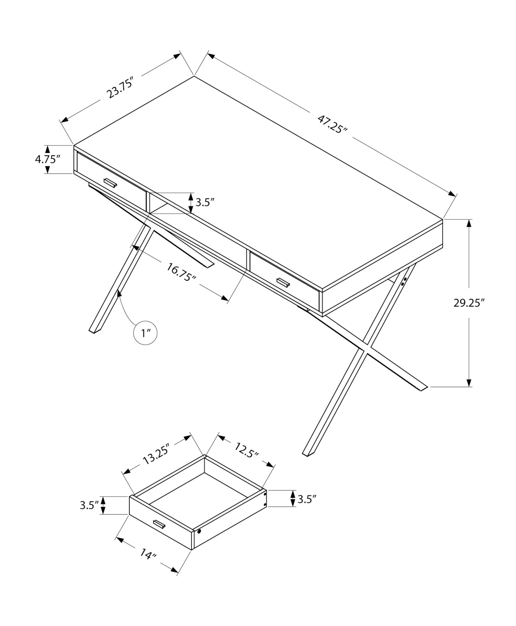 Brown Black Particle Board Metal Computer Desk By Homeroots - 333544 - Image 8