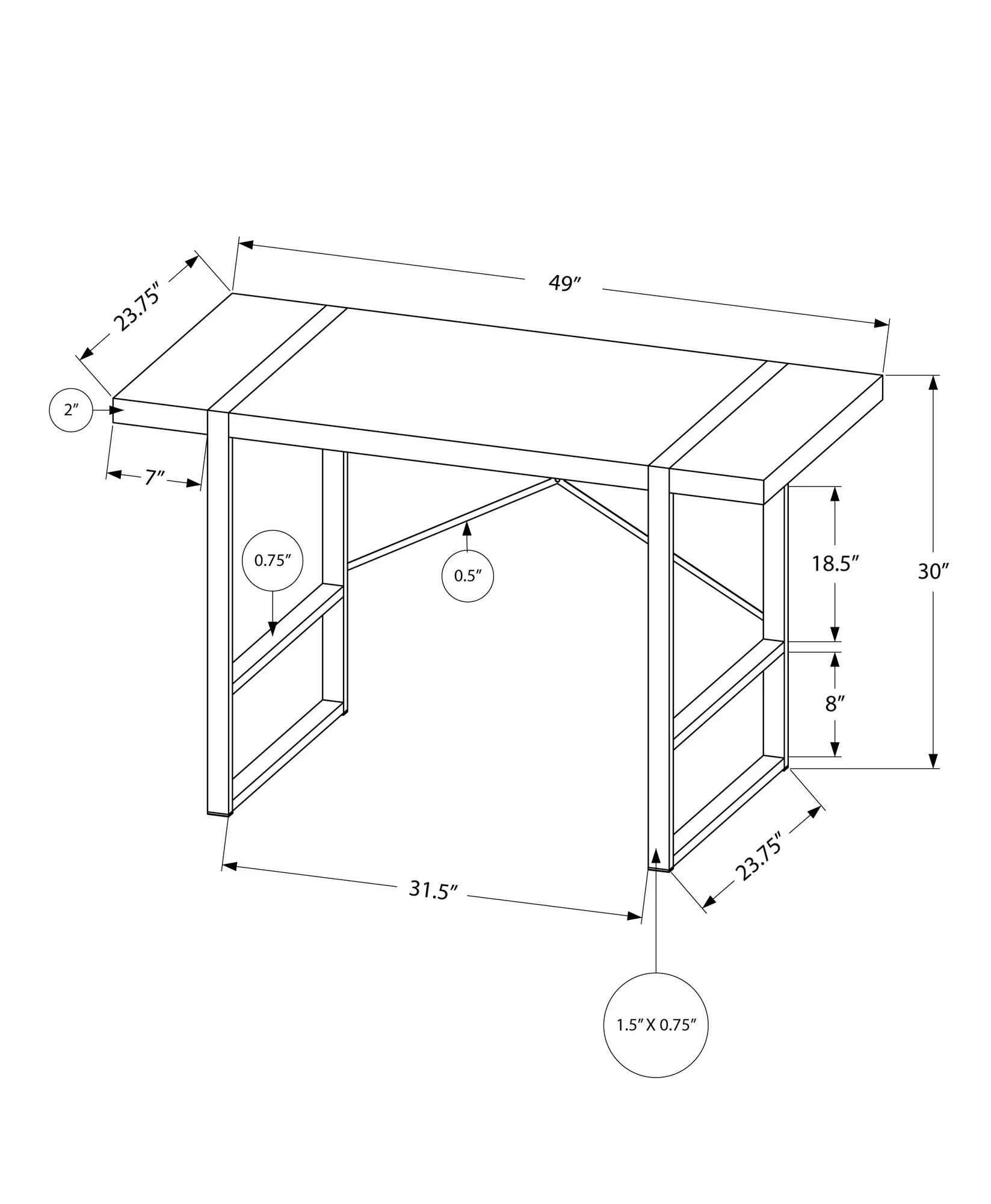 Brown Black Reclaimed Wood Metal Computer Desk By Homeroots - Image 3