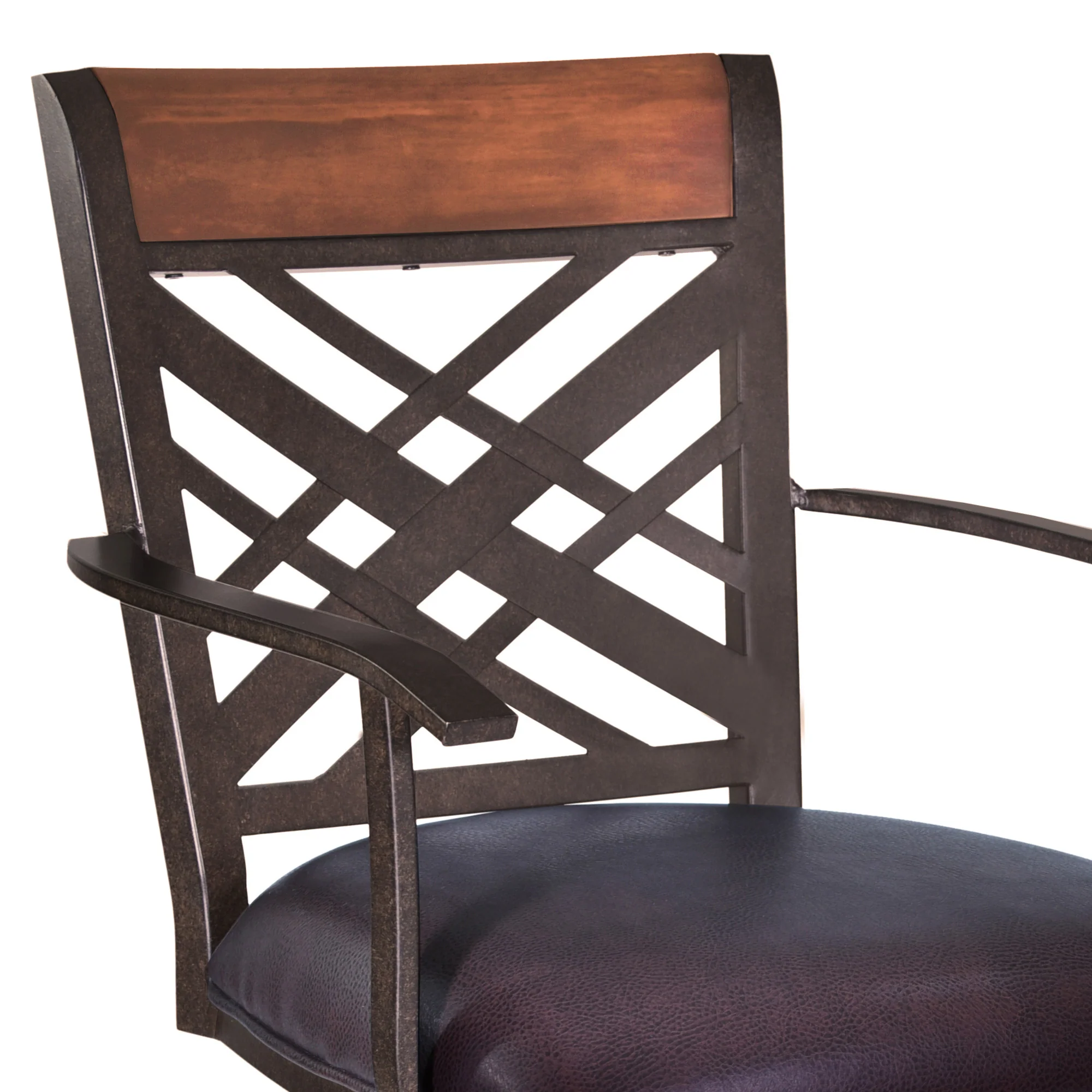 Brown Faux Leather And Iron Counter Height Bar Chair By Homeroots - Image 4