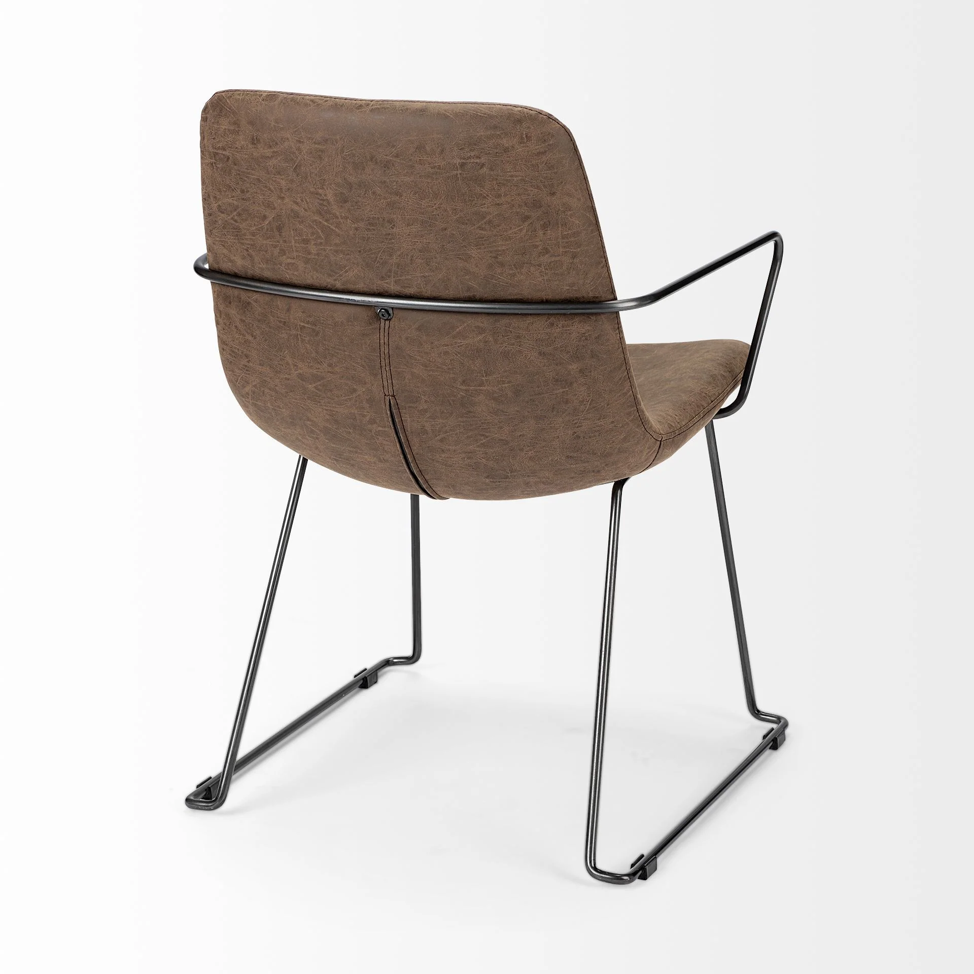 Brown Faux Leather Seat With Black Iron Frame Dining Chair By Homeroots - 380413 - Image 5