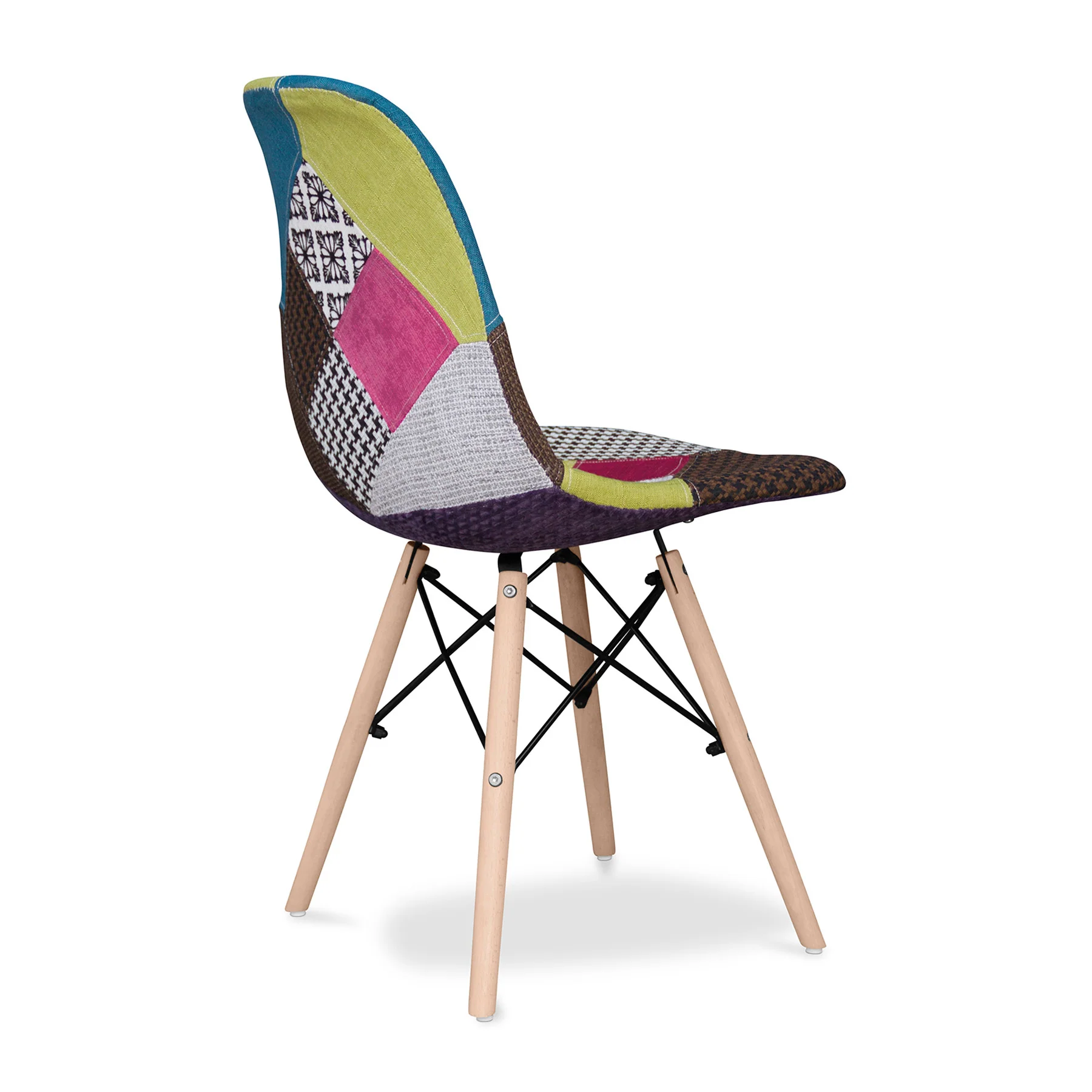 Brown Green and Pink And Natural Upholstered Fabric Dining Side Chair By Homeroots - Image 5
