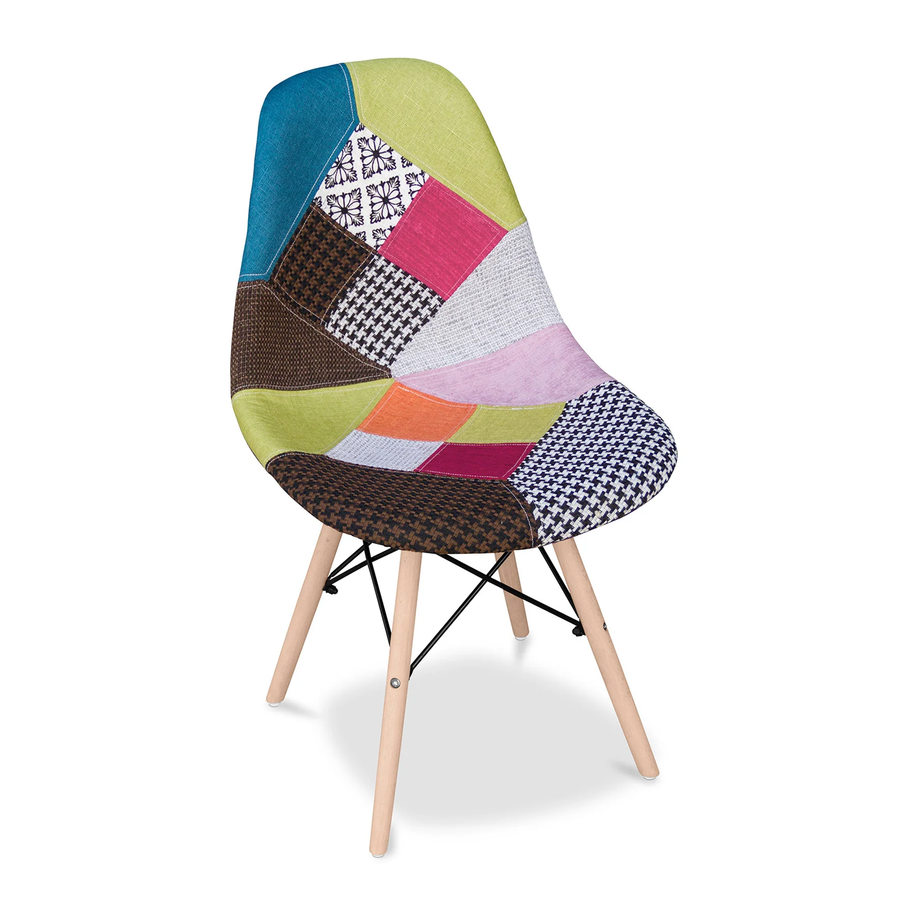 Brown Green and Pink And Natural Upholstered Fabric Dining Side Chair By Homeroots - Image 7