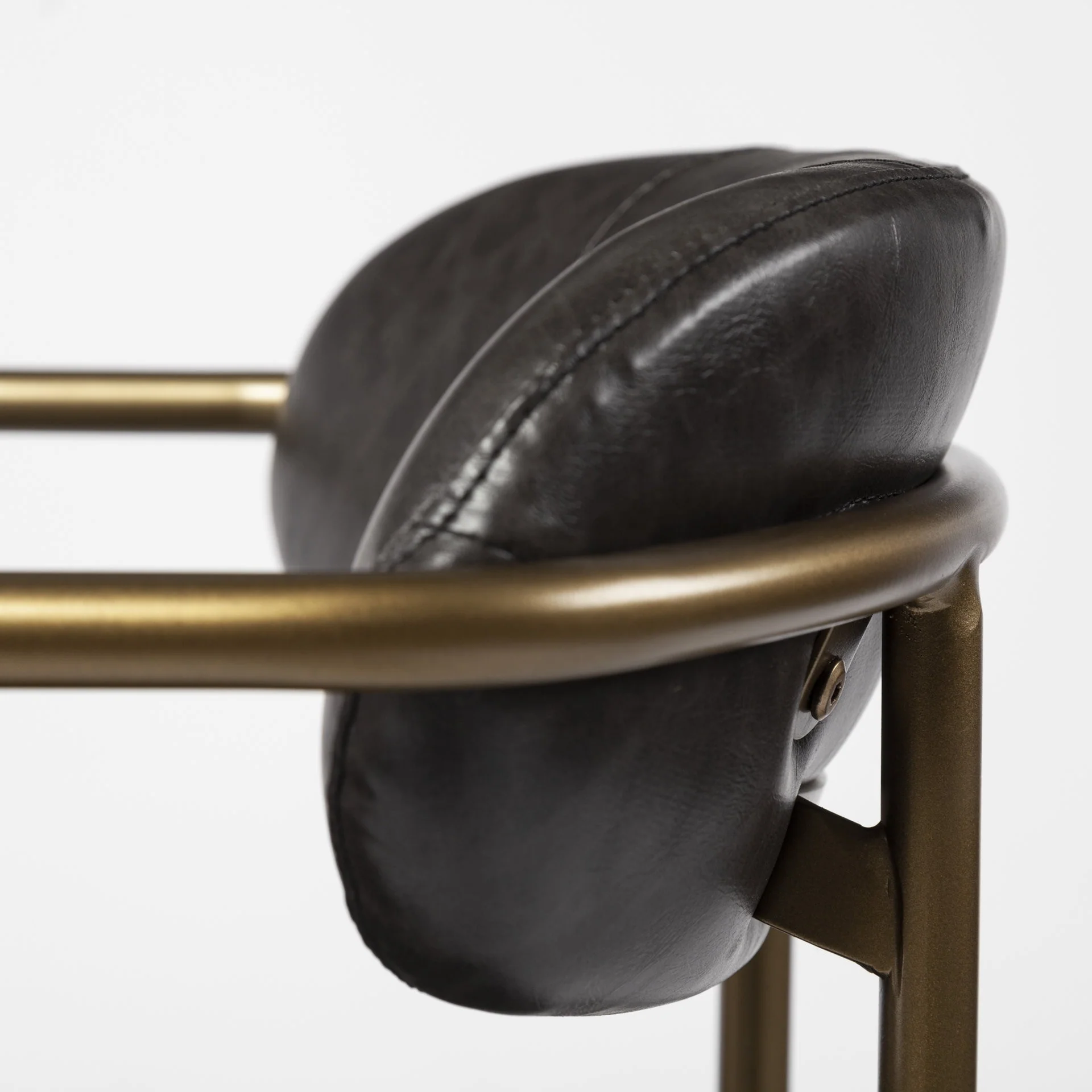 Brown Leather Gold Framed Bar Stool By Homeroots - Image 8