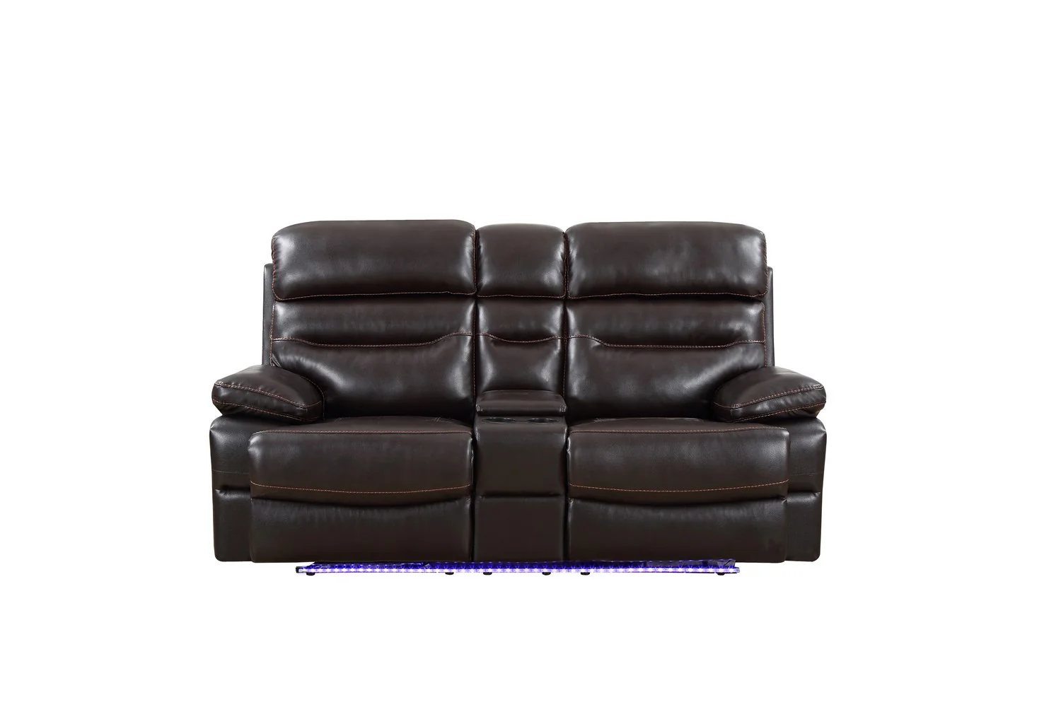 Brown Power Reclining Console Loveseat By Homeroots - 366312
