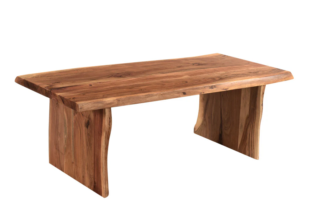 Brown Solid Wood Sled Coffee Table By Homeroots