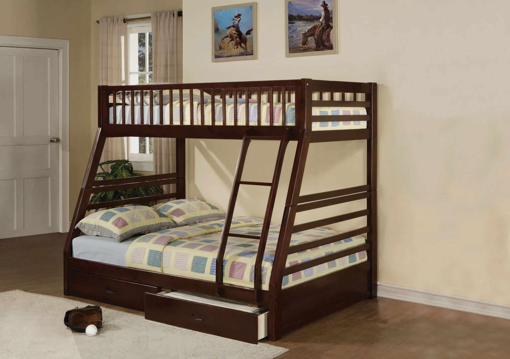 Brown Twin Over Full Size Bunk Bed By Homeroots