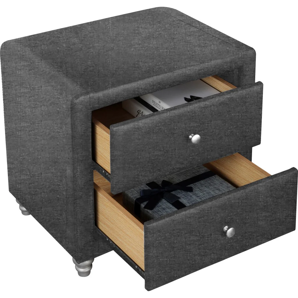 Brown Upholstered 2 Drawer Nightstand By Homeroots - Image 19