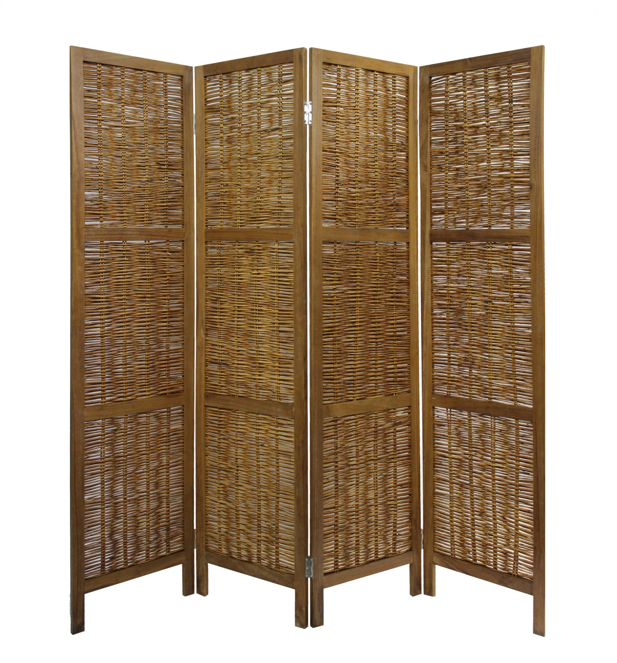 Brown Willow Four Panel Room Divider Screen By Homeroots
