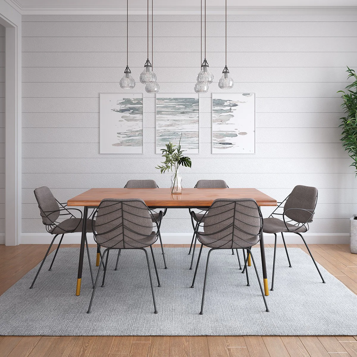 Brown Wood Dining Table With Black Steel Legs By Homeroots