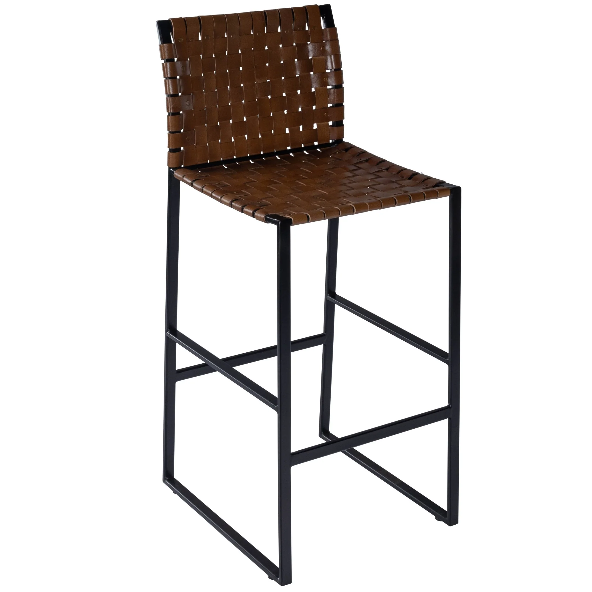 Brown Woven Leather Bar Stool By Homeroots