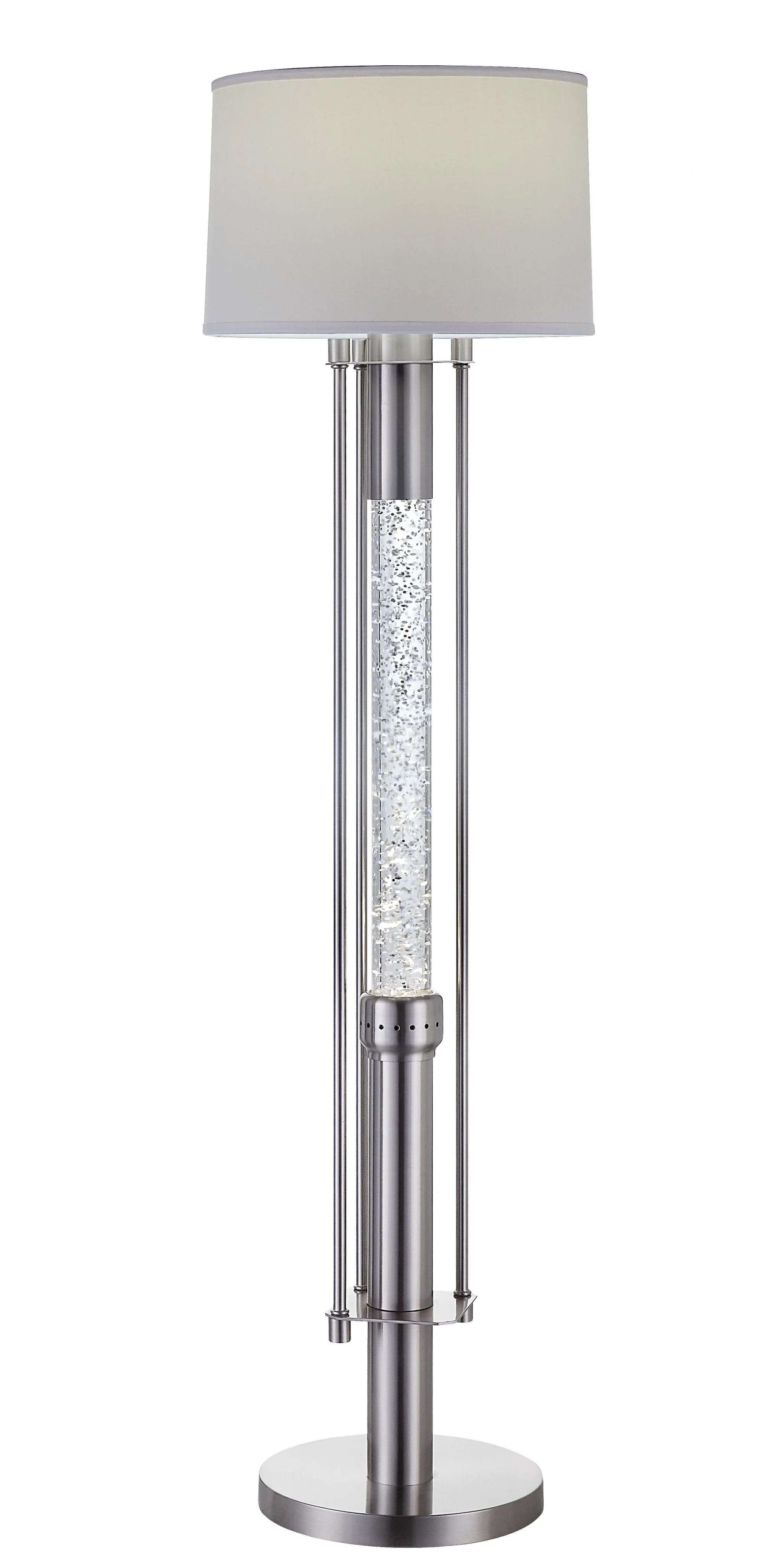 Brushed Nickel Metal Glass LED Shade Floor Lamp By Homeroots - 347216