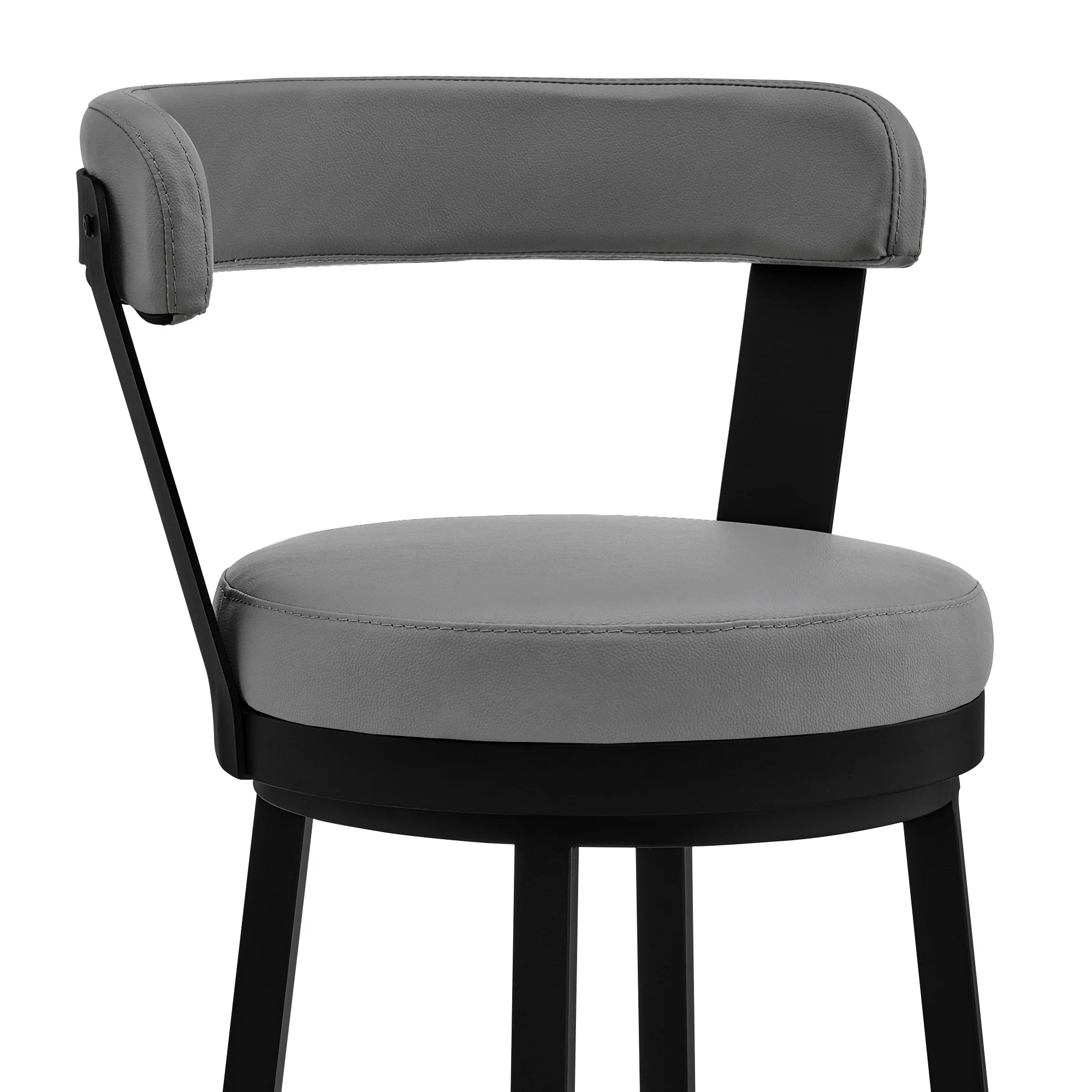Bryant 26" Counter Height Swivel Bar Stool in Black Finish and Gray Faux Leather By Armen Living - Image 7