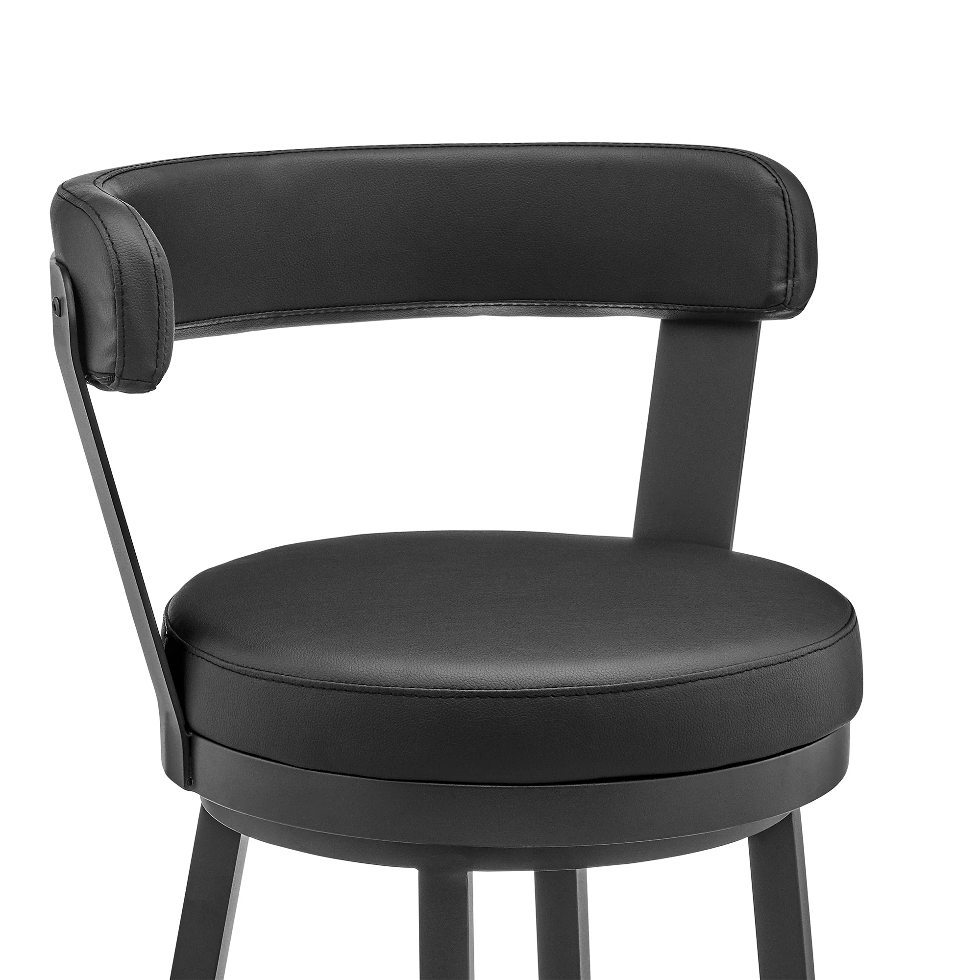 Bryant 30" Bar Height Swivel Bar Stool in Black Finish and Black Faux Leather By Armen Living - Image 7