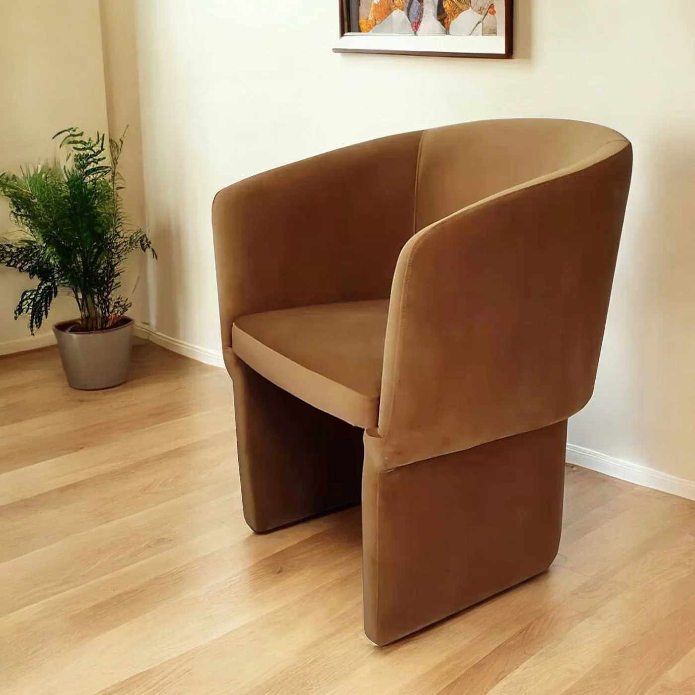 Burnt Umber Upholstered Velvet Dining Arm Chair By Homeroots