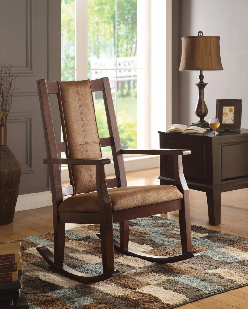 Butsea Wooden Rocking Chair, Brown By Benzara