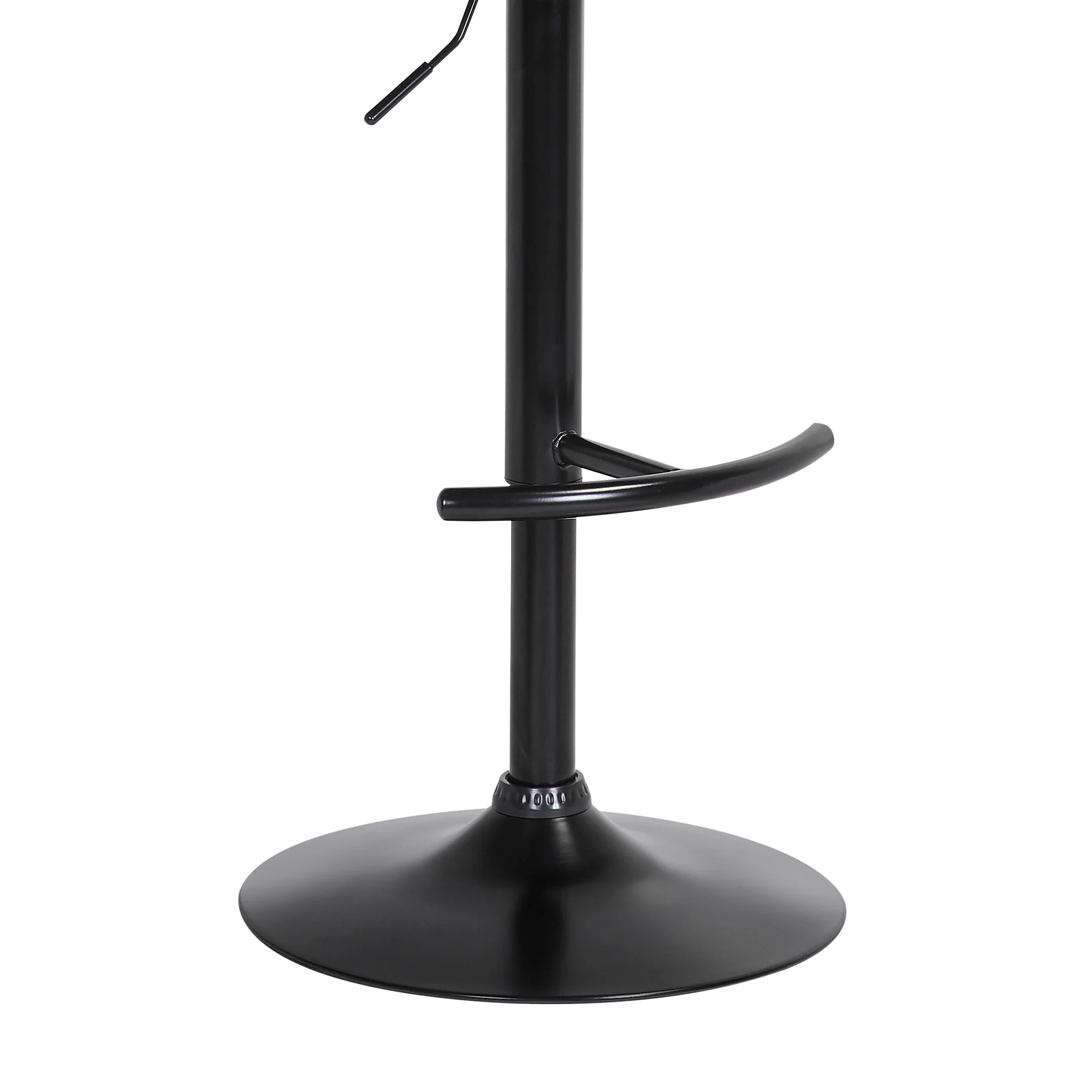 Calista Adjustable Bar Stool in Black Faux Leather with Golden Bronze and Black Metal By Armen Living - Image 8