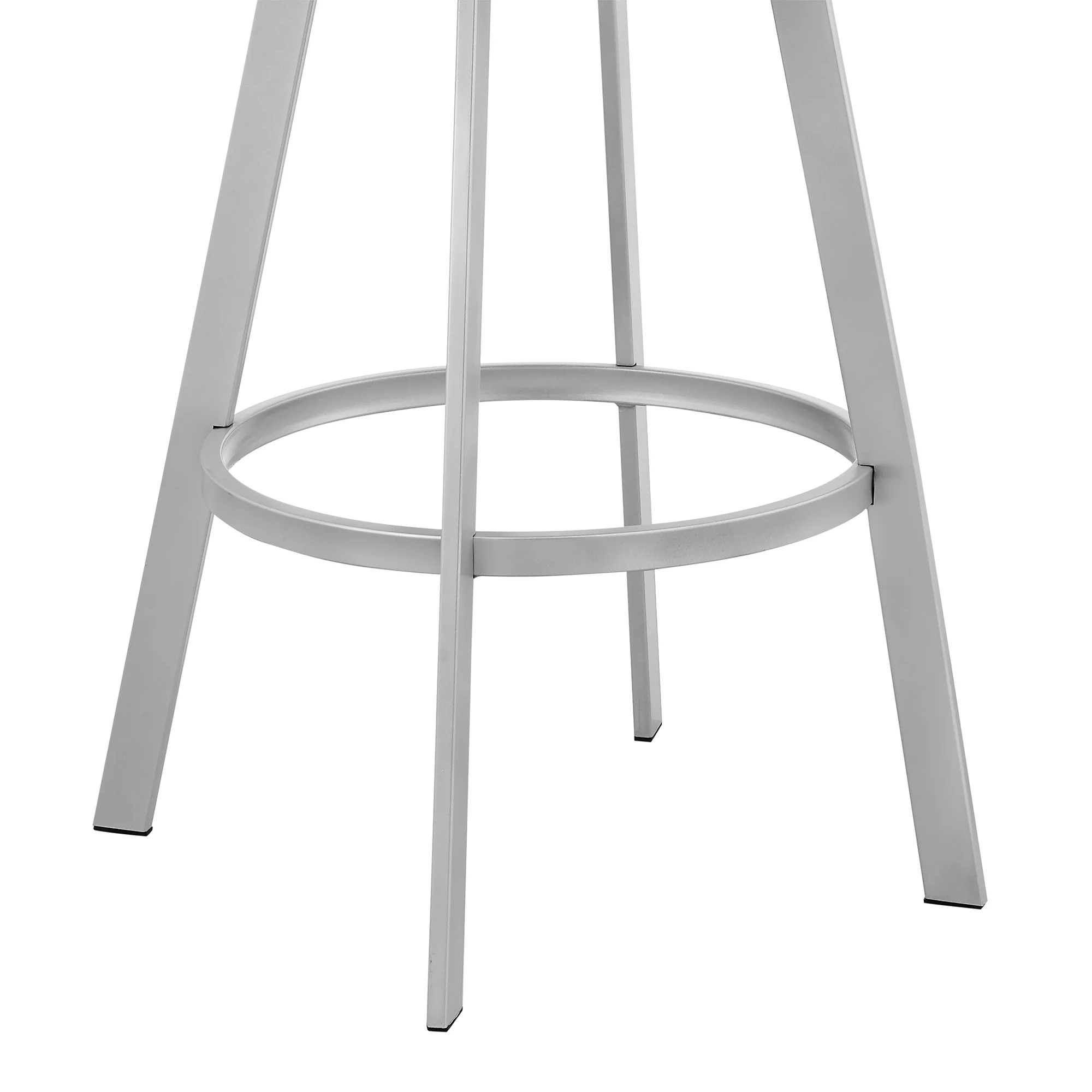 Capri 26" Swivel White Faux Leather and Silver Metal Bar Stool By Armen Living - Image 8