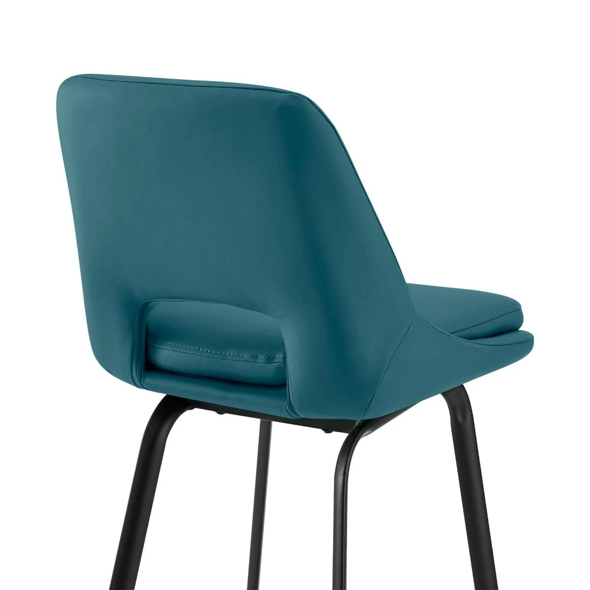 Carise Blue Faux Leather and Black Metal Swivel 30" Bar Stool By Armen Living - Image 6