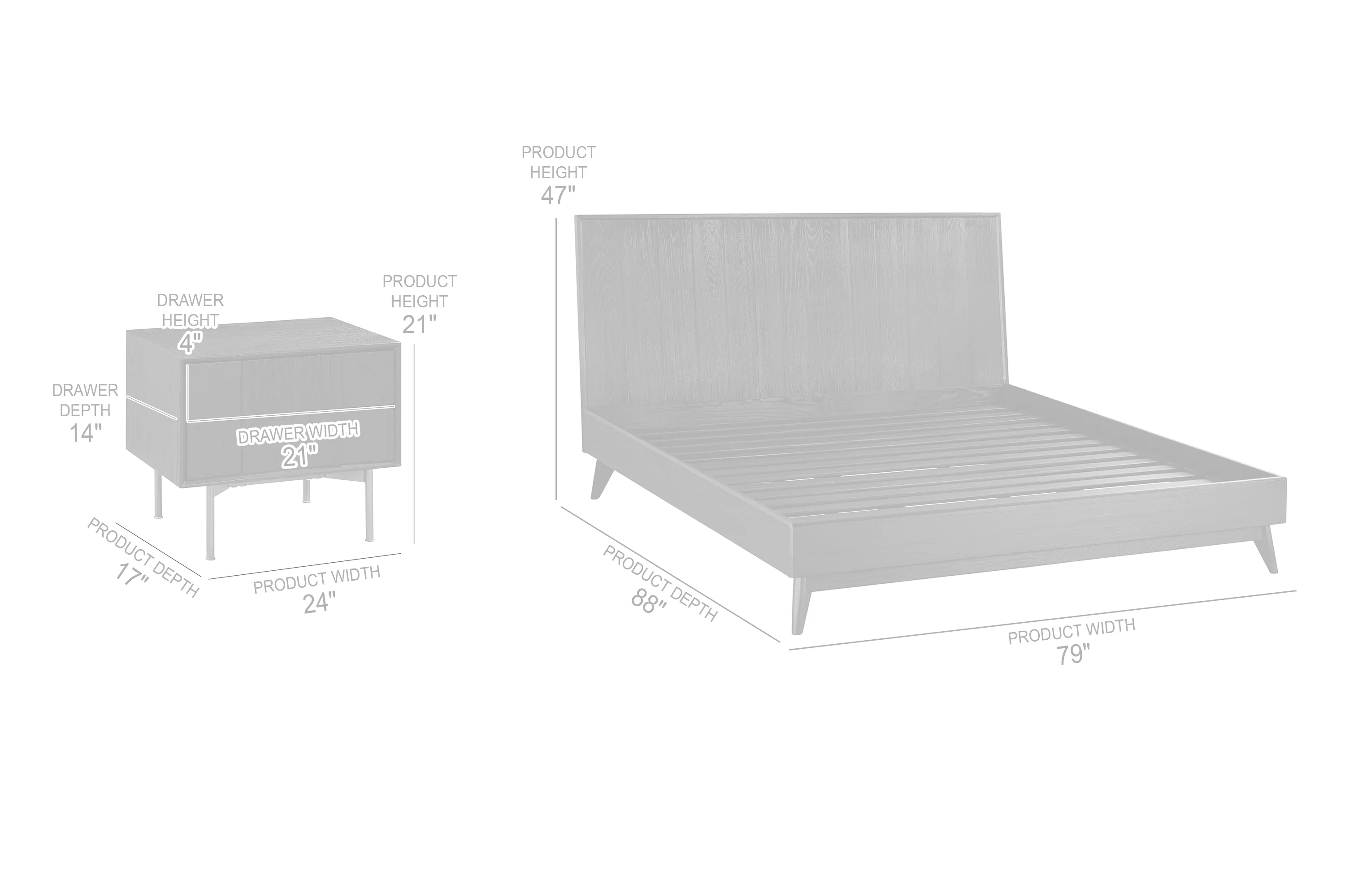 Carnaby King 3 Piece Bedroom Set in Black Brushed Oak Wood By Armen Living - Image 8