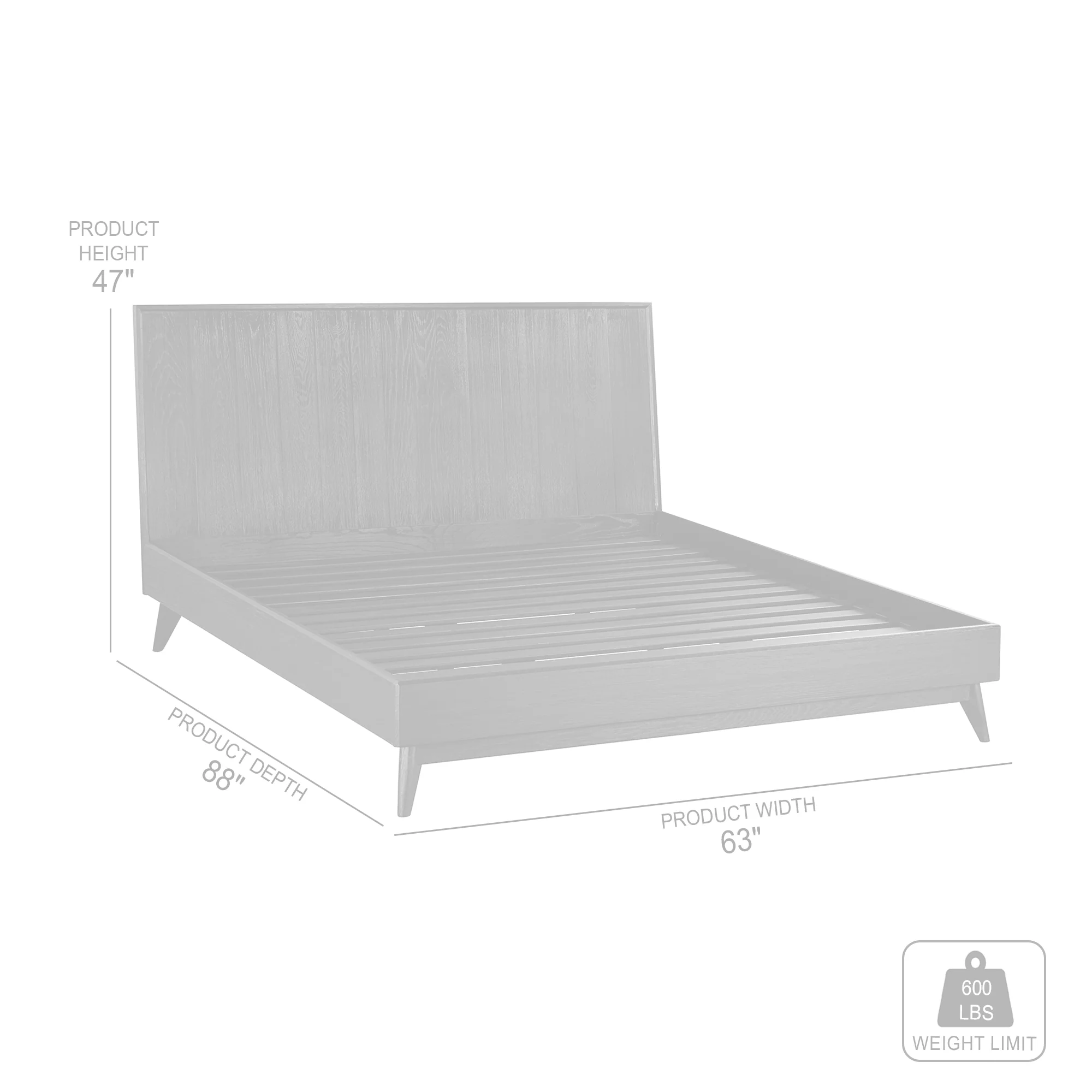 Carnaby Queen Platform Bed Frame in Black Brushed Oak Wood By Armen Living - Image 10