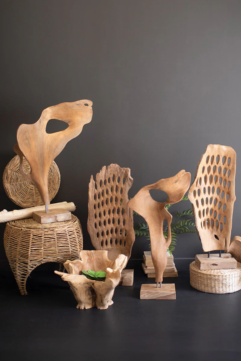 Carved Teak Wood Scuplture On A Base - Smooth By Kalalou - Image 5
