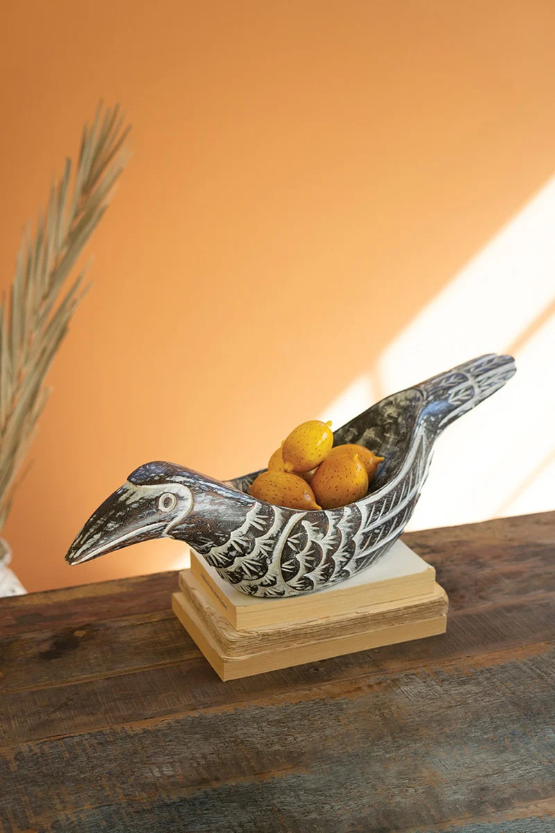 Carved Wooden Bird Bowl (Min 2) By Kalalou