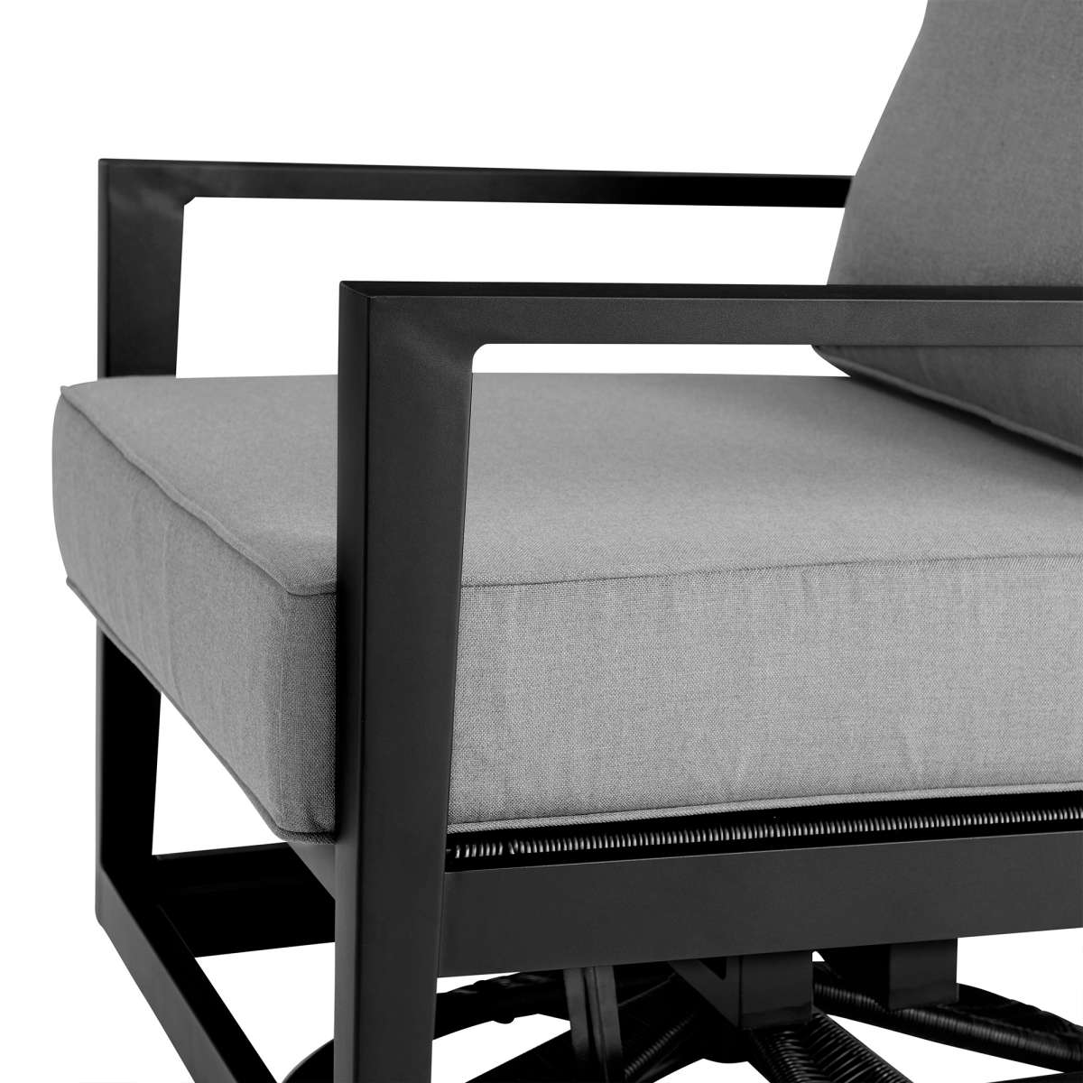 Outdoor Swivel Glider Chair with Dark Gray Cushions & Black Aluminum - Cayman Collection By Armen Living - Image 3