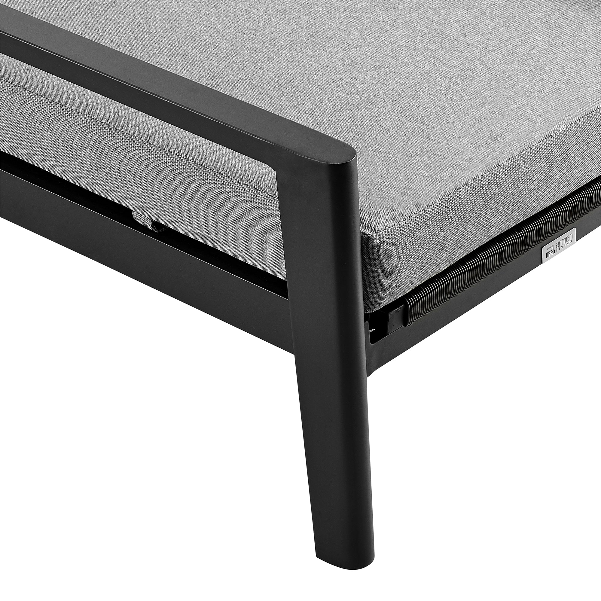 Cayman Outdoor Patio Adjustable Chaise Lounge Chair in Aluminum with Gray Cushions By Armen Living - Image 11