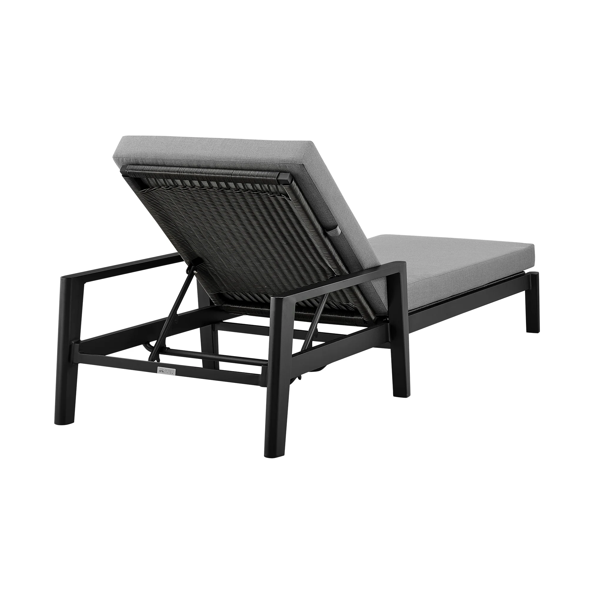 Cayman Outdoor Patio Adjustable Chaise Lounge Chair in Aluminum with Gray Cushions By Armen Living - Image 5