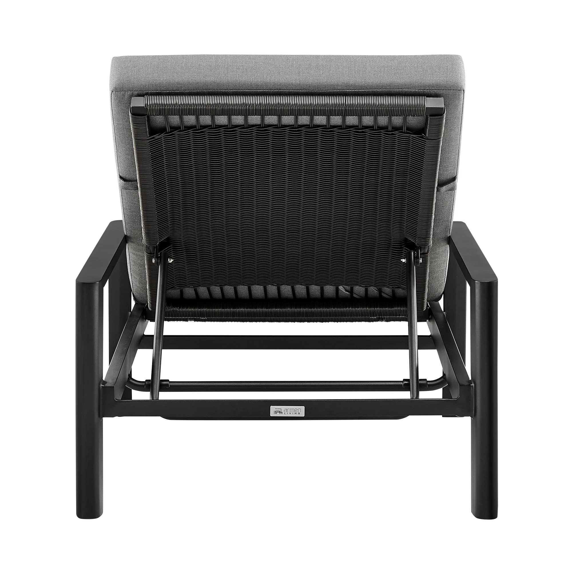 Cayman Outdoor Patio Adjustable Chaise Lounge Chair in Aluminum with Gray Cushions By Armen Living - Image 6