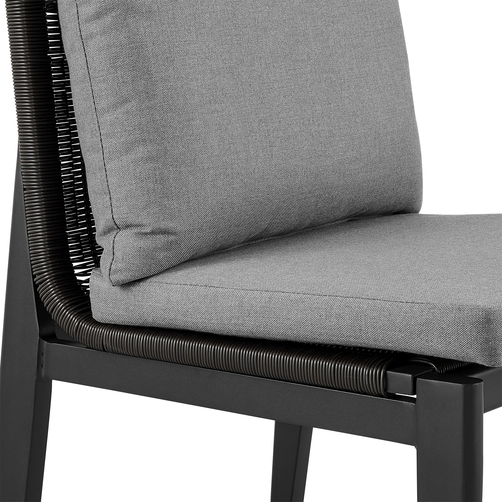 Cayman Outdoor Patio Dining Chairs in Aluminum with Gray Cushions - Set of 2 By Armen Living - Image 12