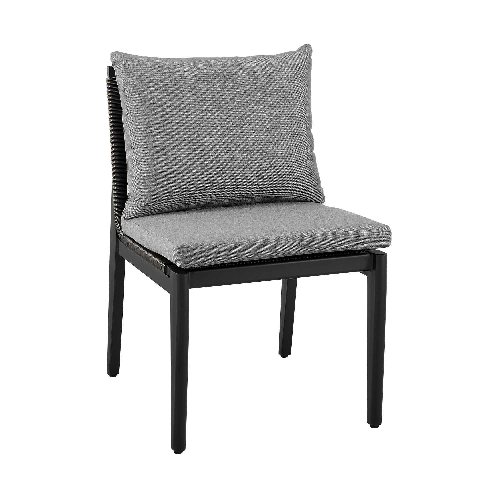 Cayman Outdoor Patio Dining Chairs in Aluminum with Gray Cushions - Set of 2 By Armen Living - Image 4