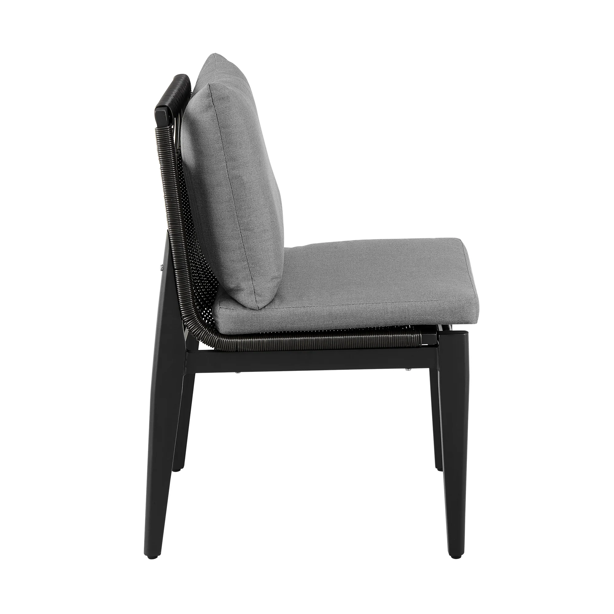 Cayman Outdoor Patio Dining Chairs in Aluminum with Gray Cushions - Set of 2 By Armen Living - Image 6