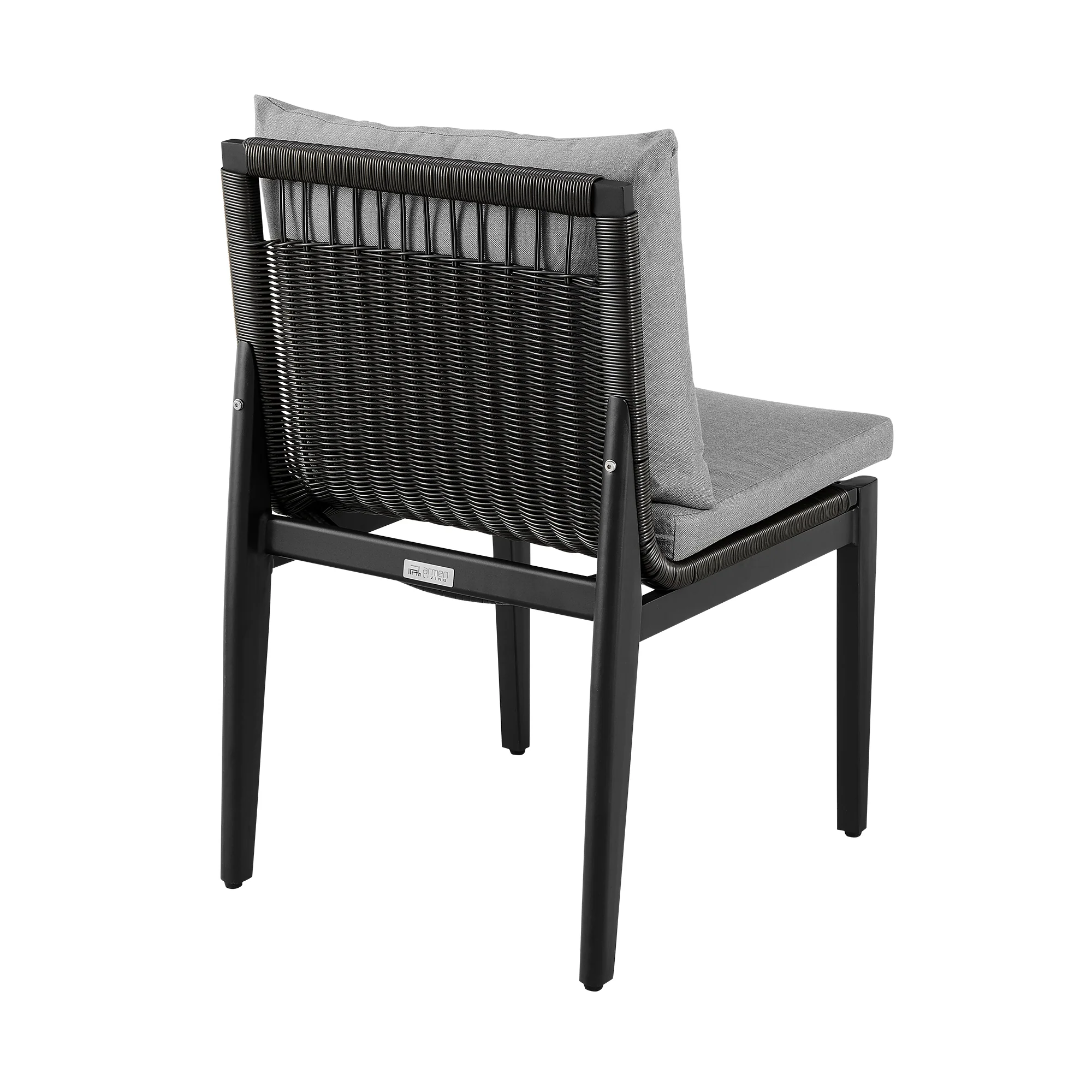Cayman Outdoor Patio Dining Chairs in Aluminum with Gray Cushions - Set of 2 By Armen Living - Image 7