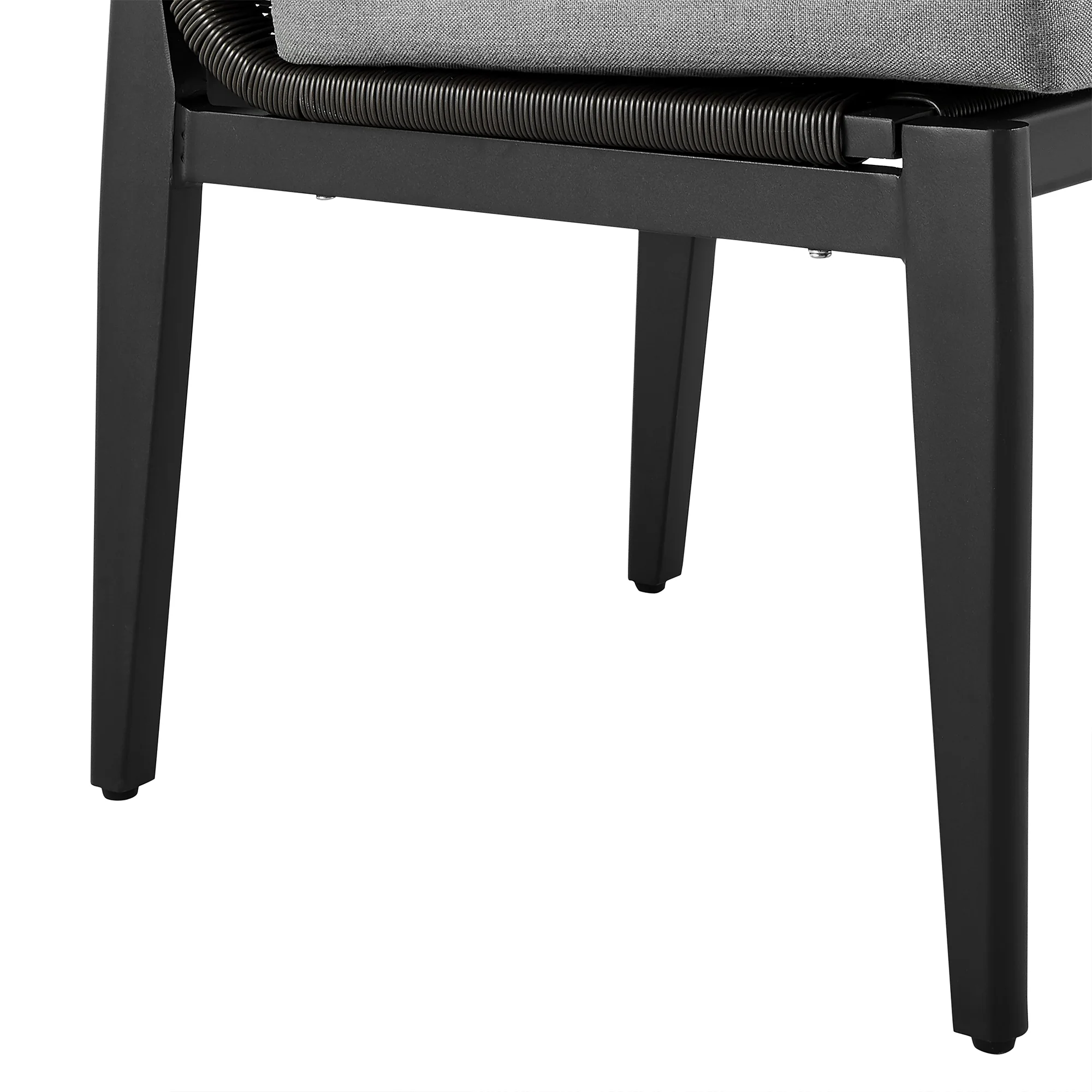 Cayman Outdoor Patio Dining Chairs in Aluminum with Gray Cushions - Set of 2 By Armen Living - Image 9