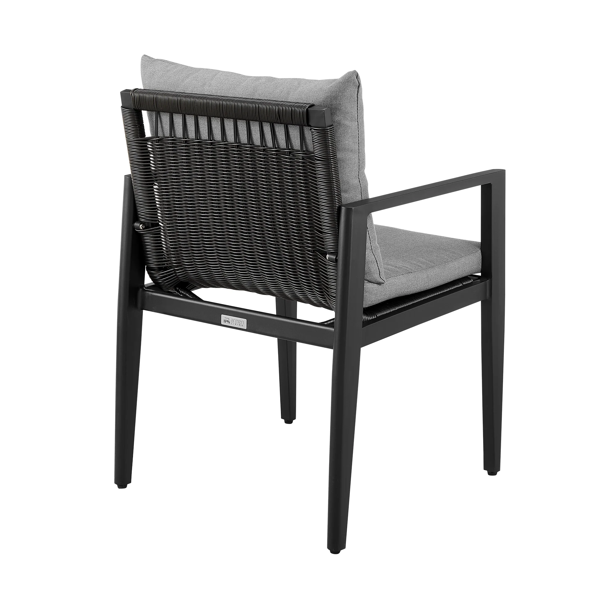 Cayman Outdoor Patio Dining Chairs with Arms in Aluminum with Gray Cushions - Set of 2 By Armen Living - Image 7