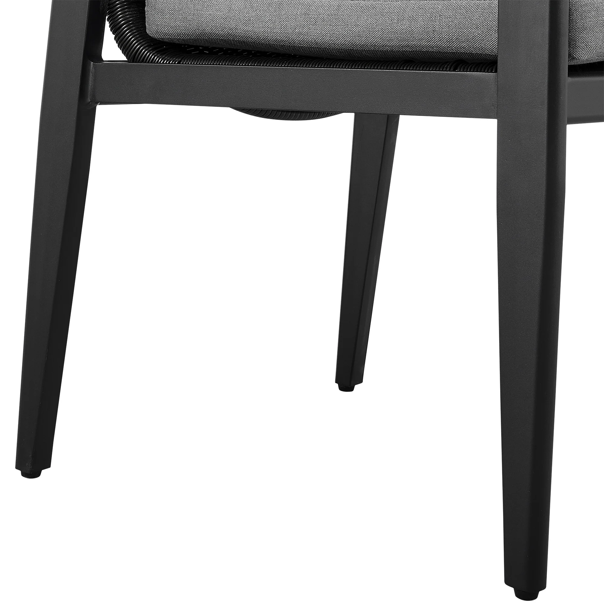 Cayman Outdoor Patio Dining Chairs with Arms in Aluminum with Gray Cushions - Set of 2 By Armen Living - Image 9